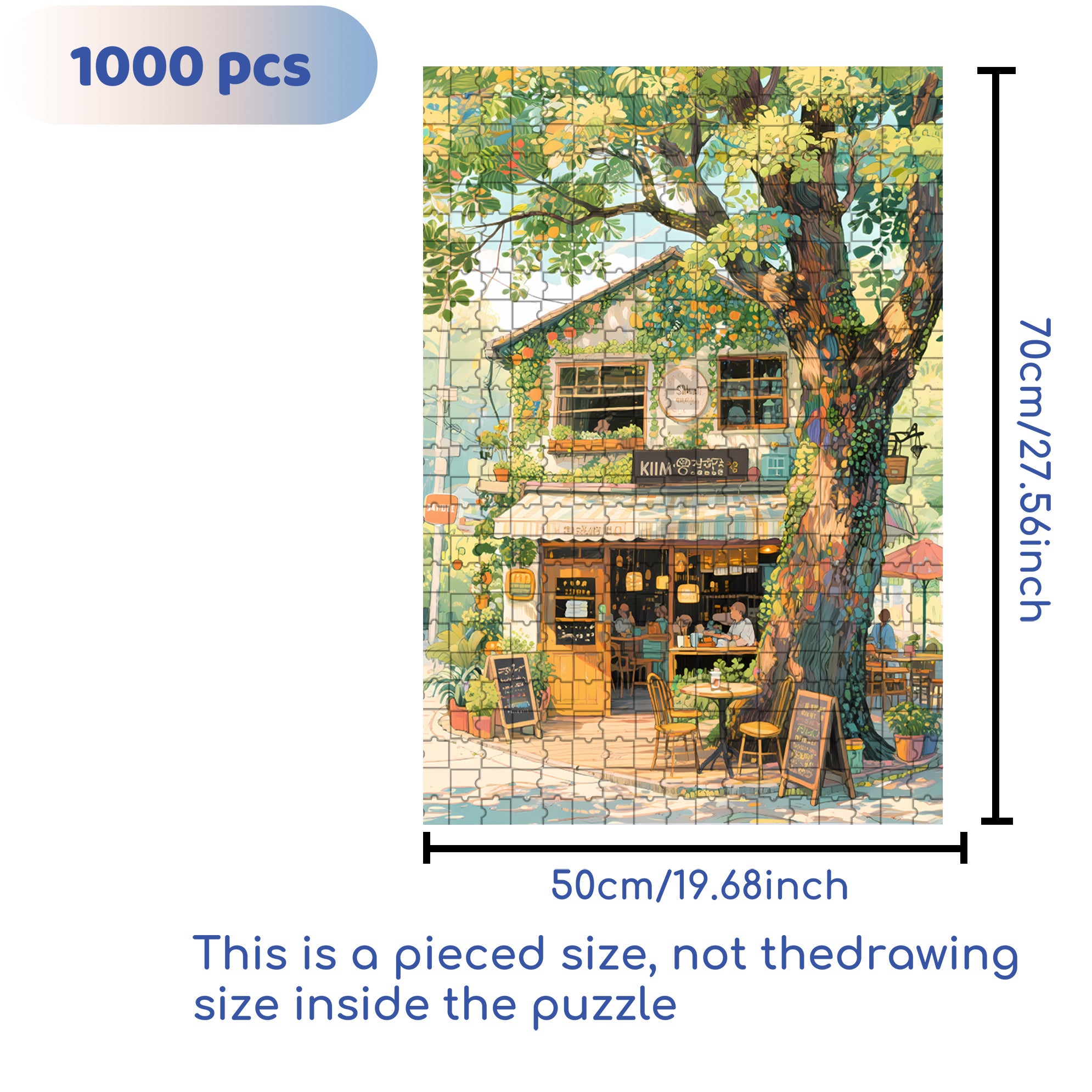 Bistro 500pcs/1000pcs Jigsaw Puzzle, Scratch-Resistant, Interactive Family Game & Brain-Boosting DIY Decor, Perfect for Halloween, Christmas & New Year Gifts, Family Puzzle Game