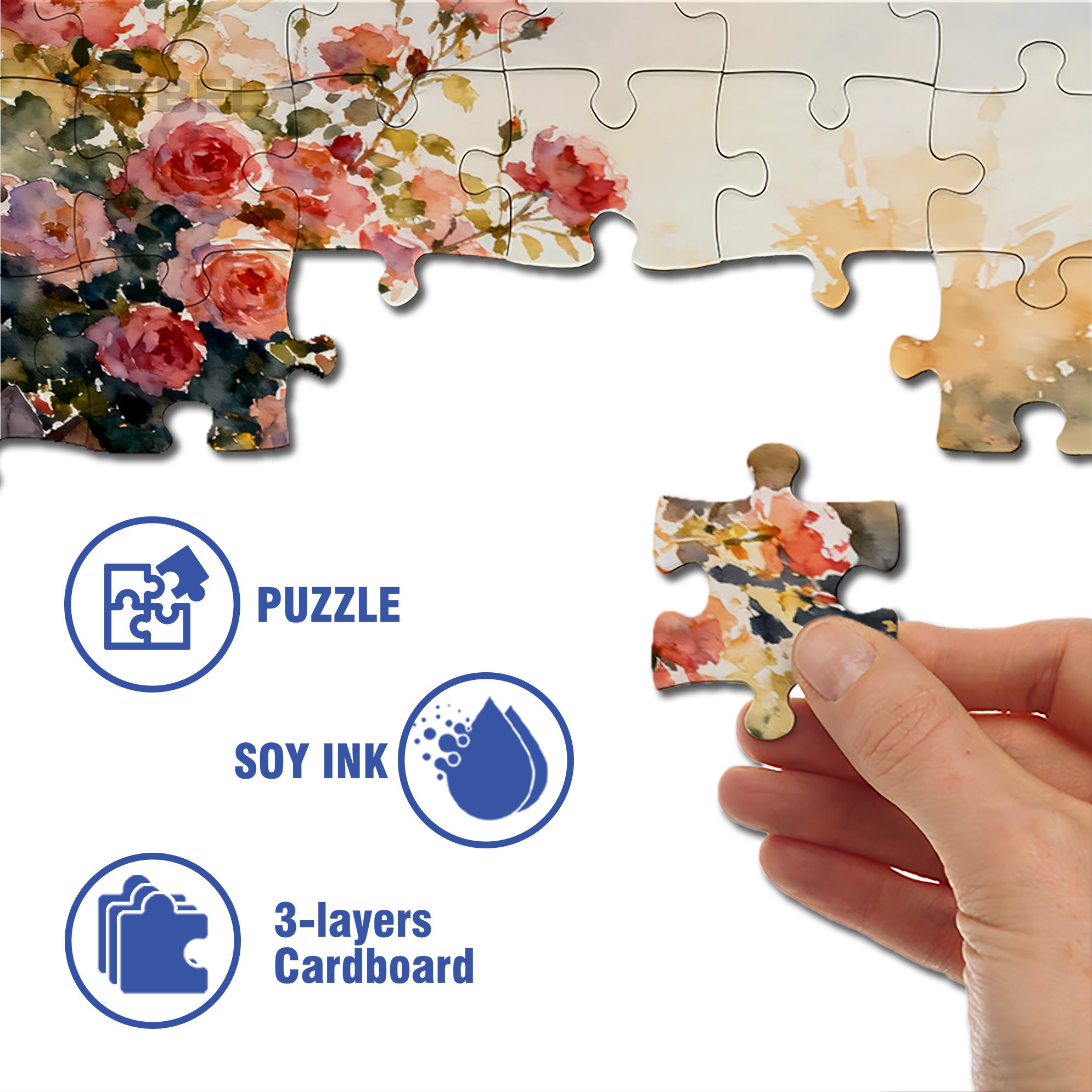 Blooming Roses 500pcs/1000pcs Jigsaw Puzzle, Scratch-Resistant, Interactive Family Game & Brain-Boosting DIY Decor, Perfect for Halloween, Christmas & New Year Gifts, Family Puzzle Game