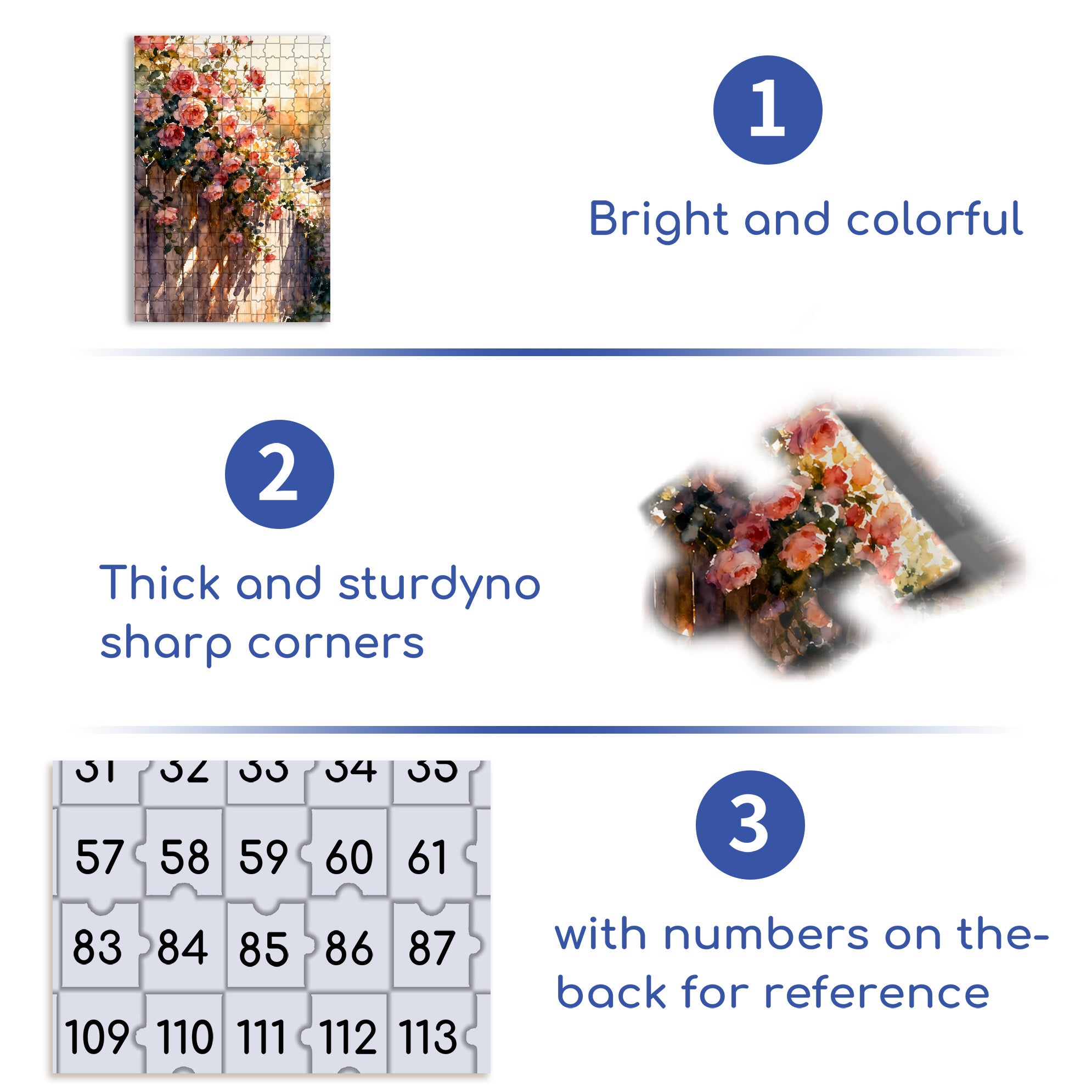 Blooming Roses 500pcs/1000pcs Jigsaw Puzzle, Scratch-Resistant, Interactive Family Game & Brain-Boosting DIY Decor, Perfect for Halloween, Christmas & New Year Gifts, Family Puzzle Game