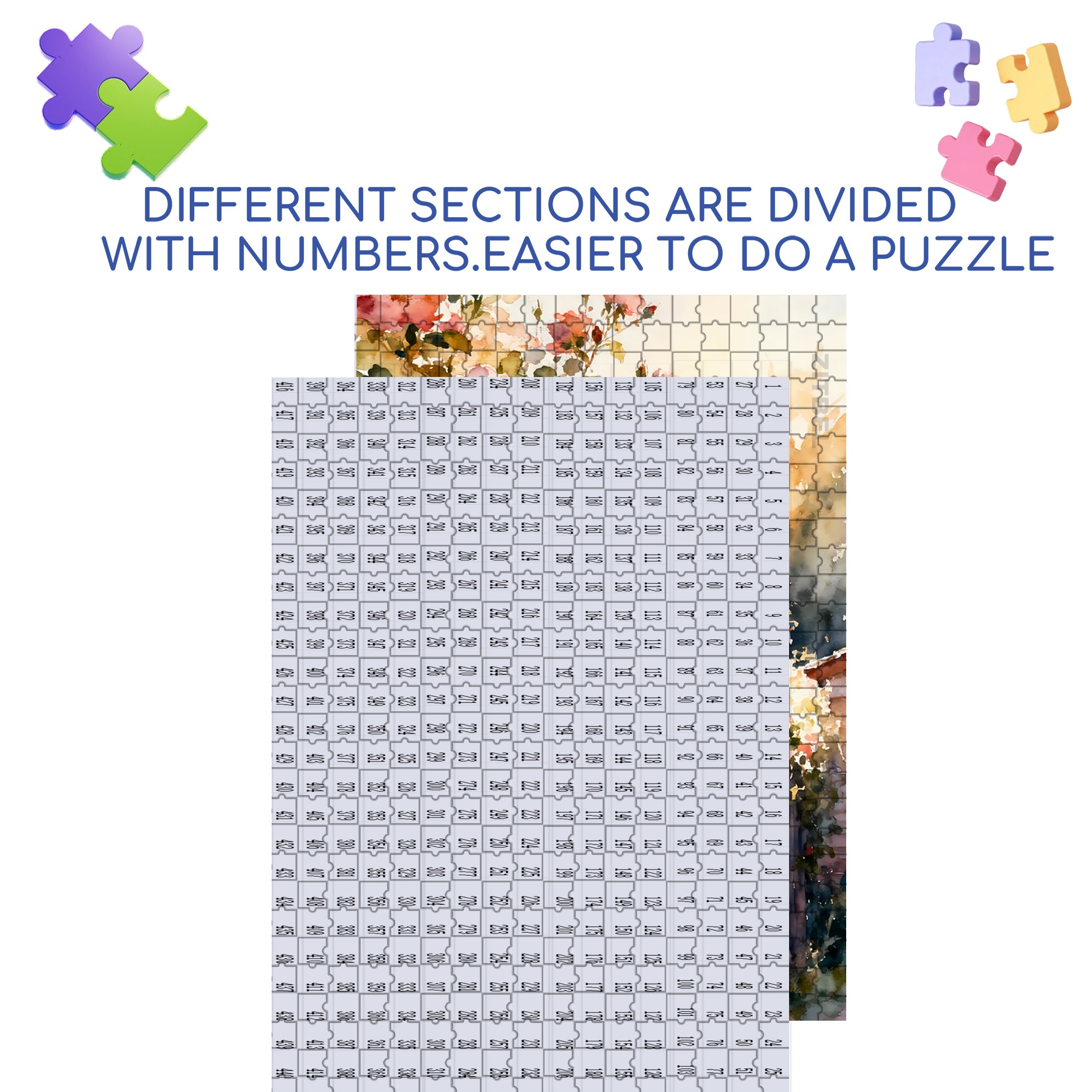 Blooming Roses 500pcs/1000pcs Jigsaw Puzzle, Scratch-Resistant, Interactive Family Game & Brain-Boosting DIY Decor, Perfect for Halloween, Christmas & New Year Gifts, Family Puzzle Game