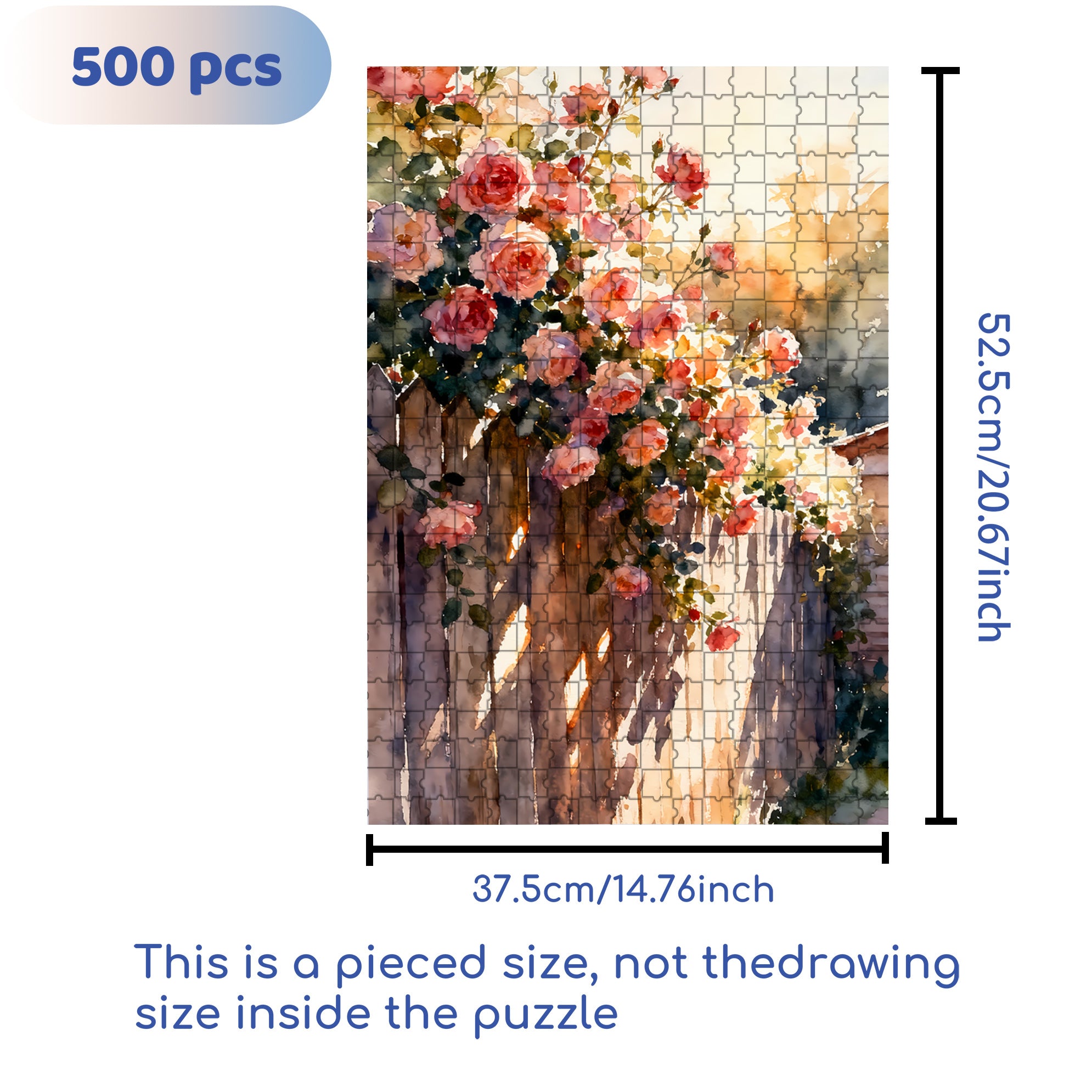 Blooming Roses 500pcs/1000pcs Jigsaw Puzzle, Scratch-Resistant, Interactive Family Game & Brain-Boosting DIY Decor, Perfect for Halloween, Christmas & New Year Gifts, Family Puzzle Game