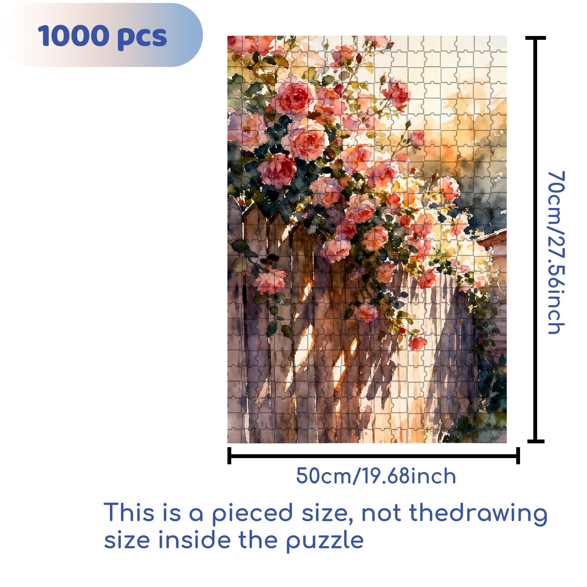 Blooming Roses 500pcs/1000pcs Jigsaw Puzzle, Scratch-Resistant, Interactive Family Game & Brain-Boosting DIY Decor, Perfect for Halloween, Christmas & New Year Gifts, Family Puzzle Game