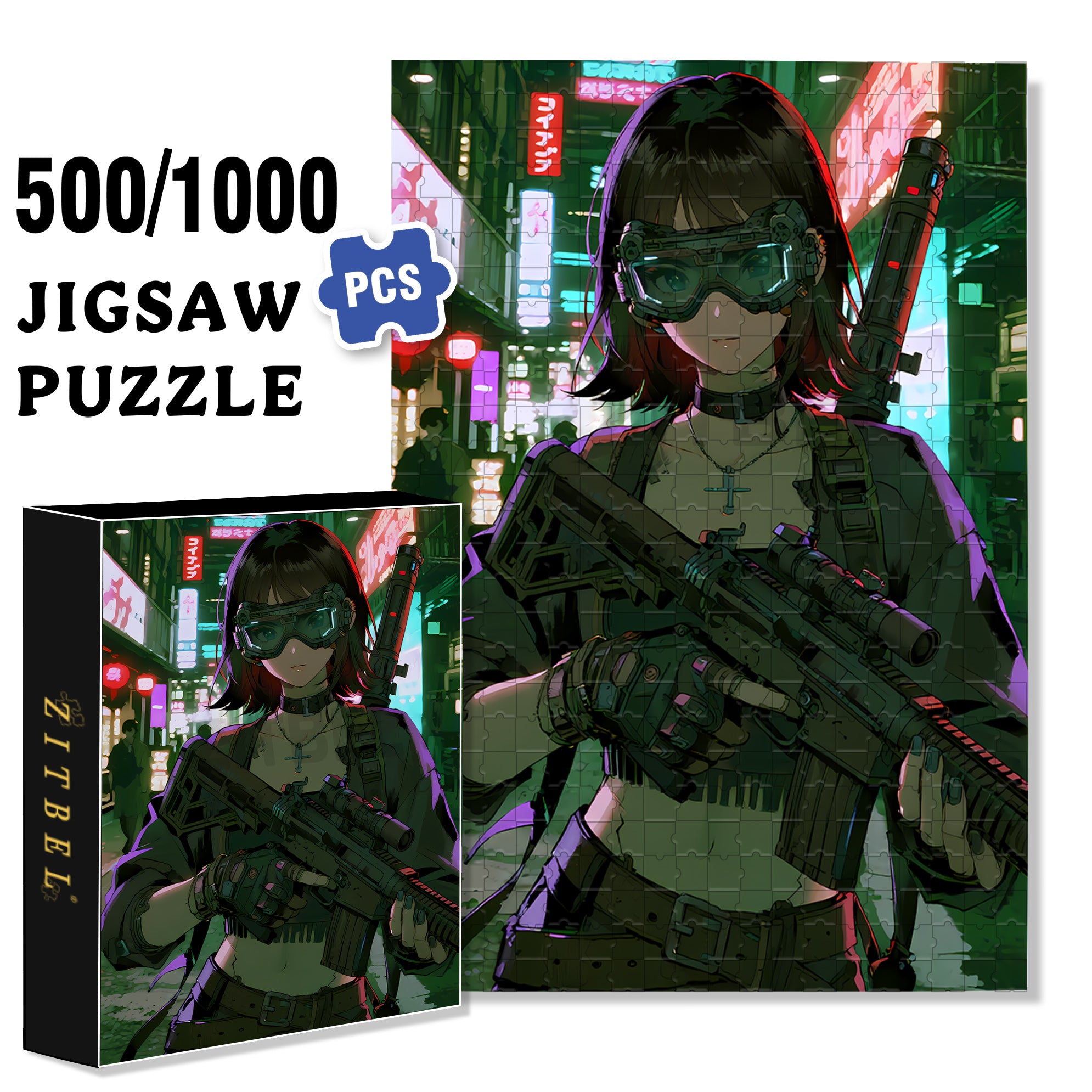 Bring Your Gun 500pcs/1000pcs Jigsaw Puzzle, Scratch-Resistant, Interactive Family Game & Brain-Boosting DIY Decor, Perfect for Halloween, Christmas & New Year Gifts, Family Puzzle Game
