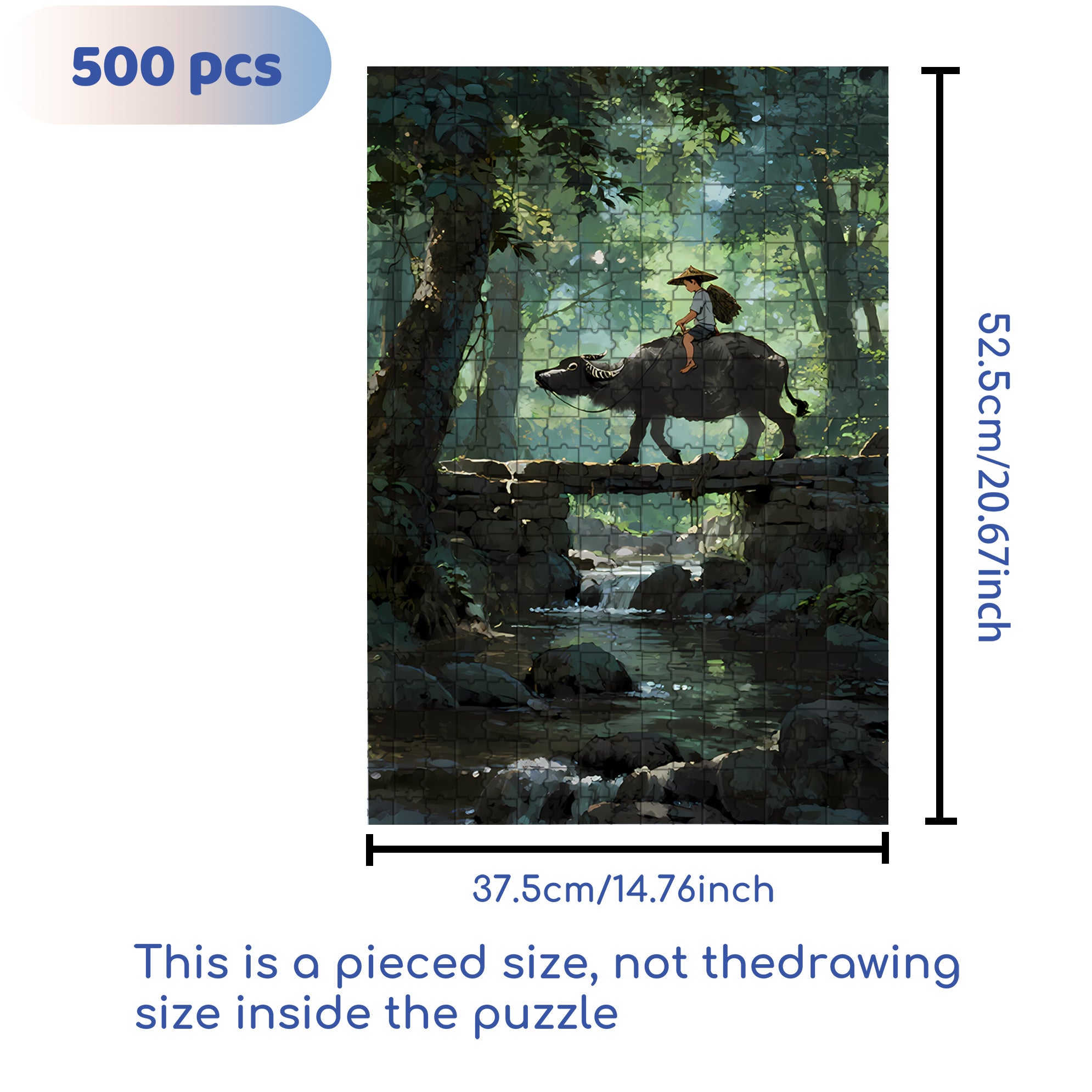 Cattle Herding 500pcs/1000pcs Jigsaw Puzzle, Scratch-Resistant, Interactive Family Game & Brain-Boosting DIY Decor, Perfect for Halloween, Christmas & New Year Gifts, Family Puzzle Game
