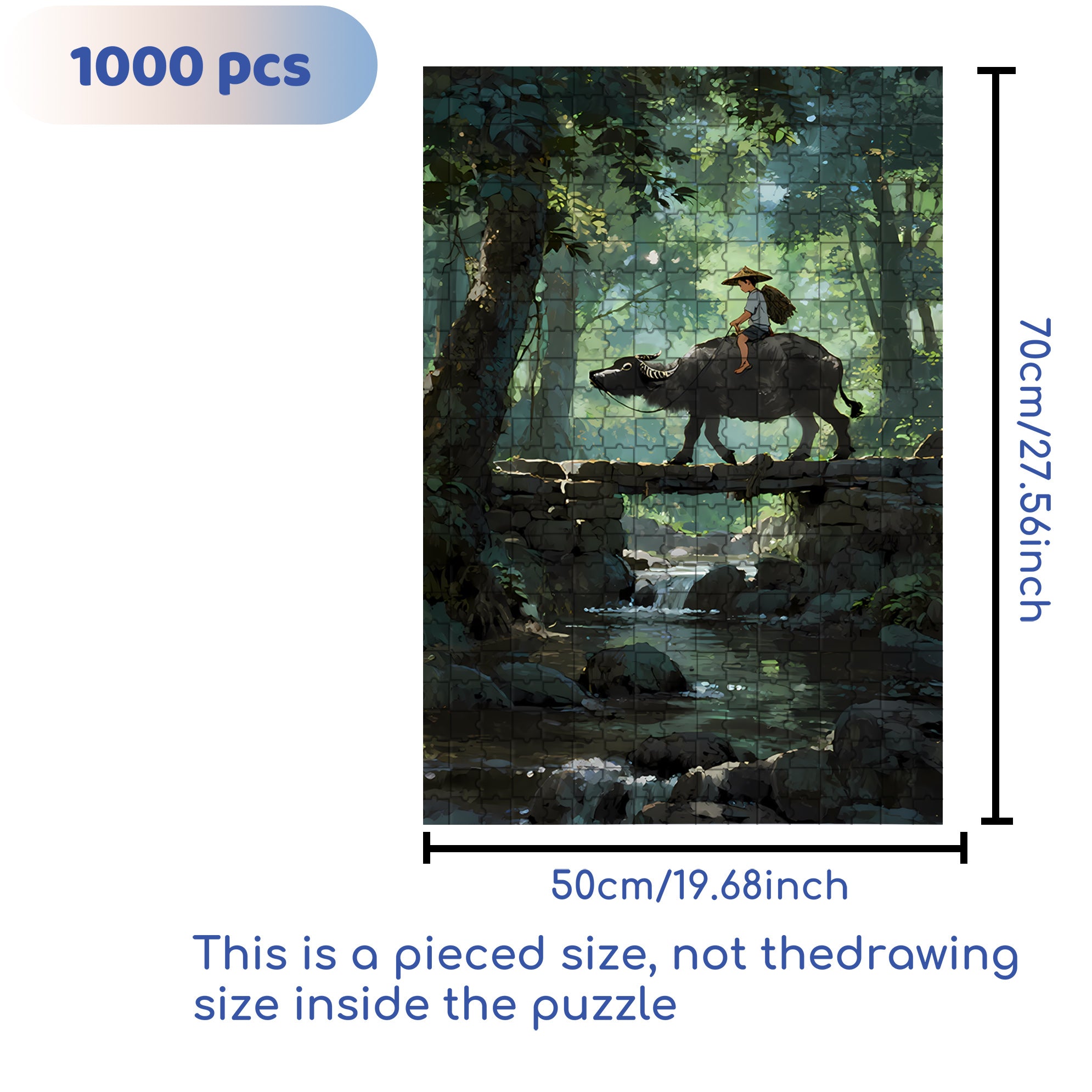 Cattle Herding 500pcs/1000pcs Jigsaw Puzzle, Scratch-Resistant, Interactive Family Game & Brain-Boosting DIY Decor, Perfect for Halloween, Christmas & New Year Gifts, Family Puzzle Game