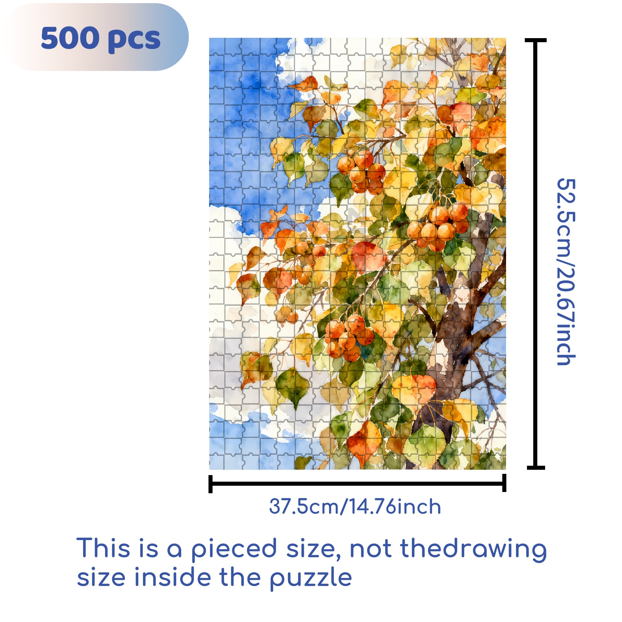 Chinese Tallow Tree 500pcs/1000pcs Jigsaw Puzzle, Scratch-Resistant, Interactive Family Game & Brain-Boosting DIY Decor, Perfect for Halloween, Christmas & New Year Gifts, Family Puzzle Game