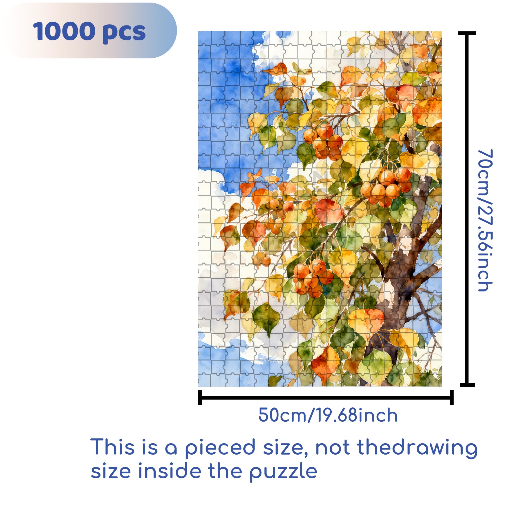 Chinese Tallow Tree 500pcs/1000pcs Jigsaw Puzzle, Scratch-Resistant, Interactive Family Game & Brain-Boosting DIY Decor, Perfect for Halloween, Christmas & New Year Gifts, Family Puzzle Game