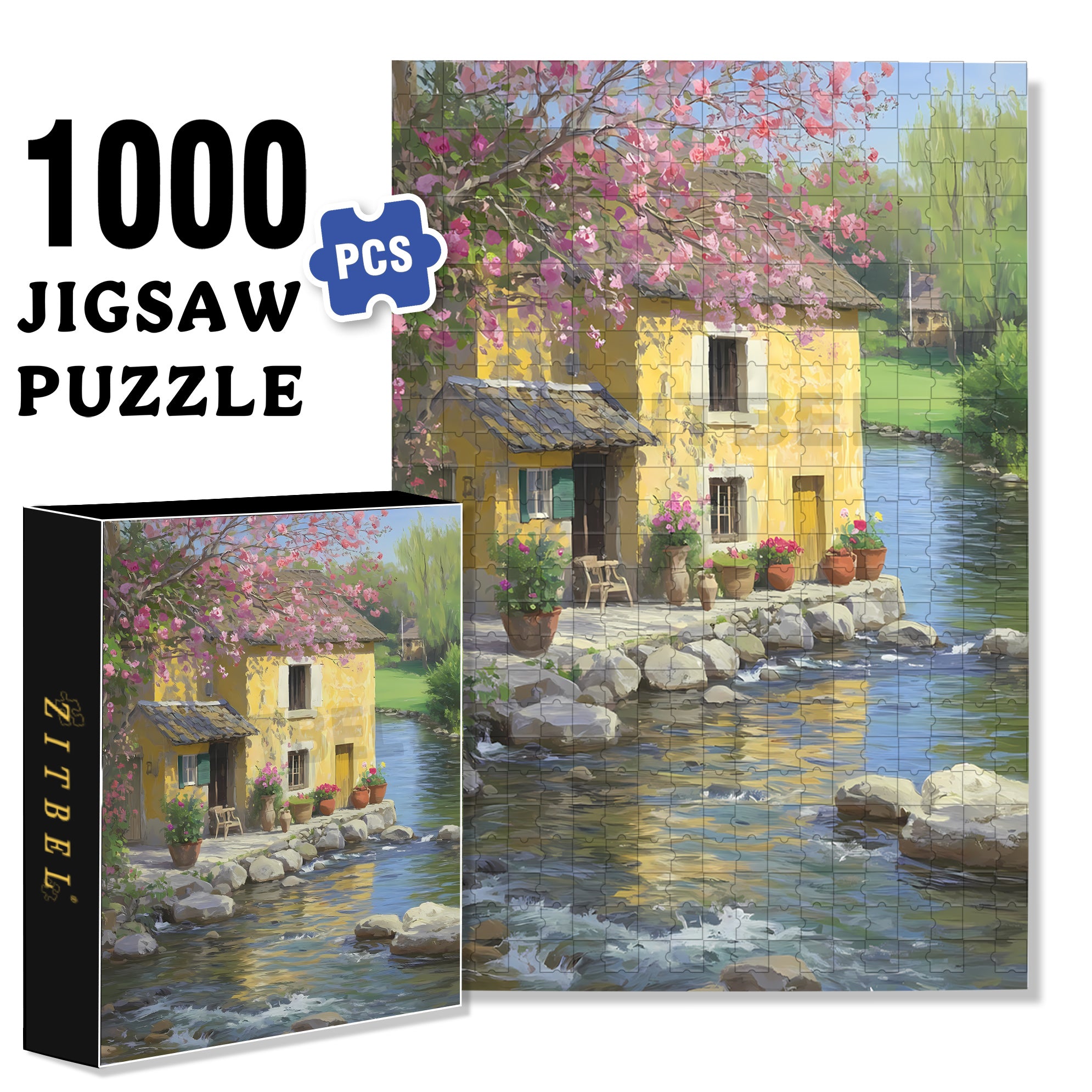 Clear Stream 500pcs/1000pcs Jigsaw Puzzle, Scratch-Resistant, Interactive Family Game & Brain-Boosting DIY Decor, Perfect for Halloween, Christmas & New Year Gifts, Family Puzzle Game