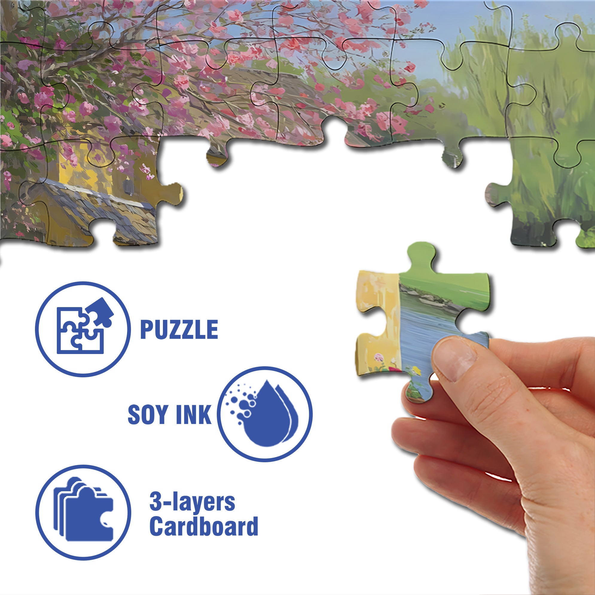Clear Stream 500pcs/1000pcs Jigsaw Puzzle, Scratch-Resistant, Interactive Family Game & Brain-Boosting DIY Decor, Perfect for Halloween, Christmas & New Year Gifts, Family Puzzle Game