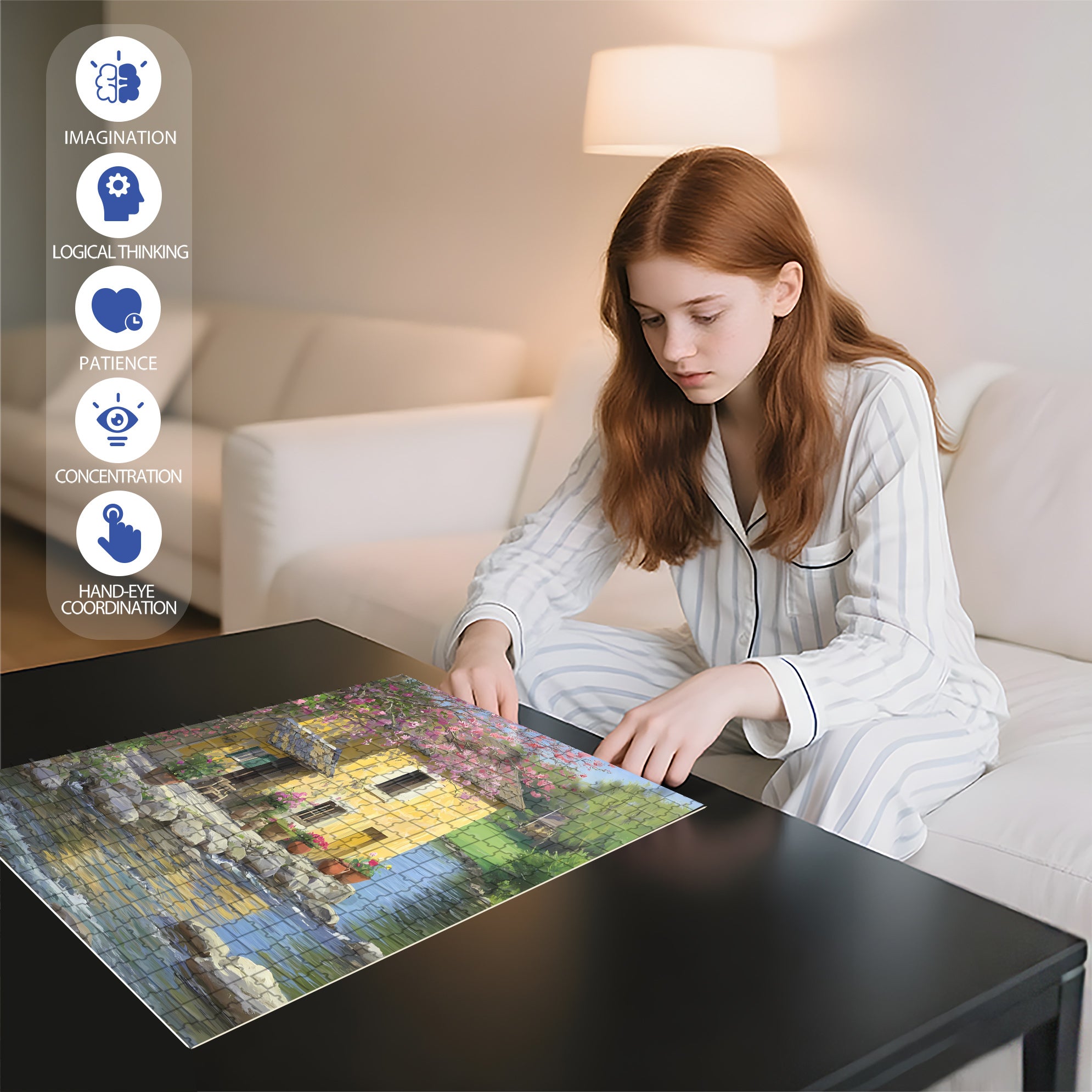 Clear Stream 500pcs/1000pcs Jigsaw Puzzle, Scratch-Resistant, Interactive Family Game & Brain-Boosting DIY Decor, Perfect for Halloween, Christmas & New Year Gifts, Family Puzzle Game