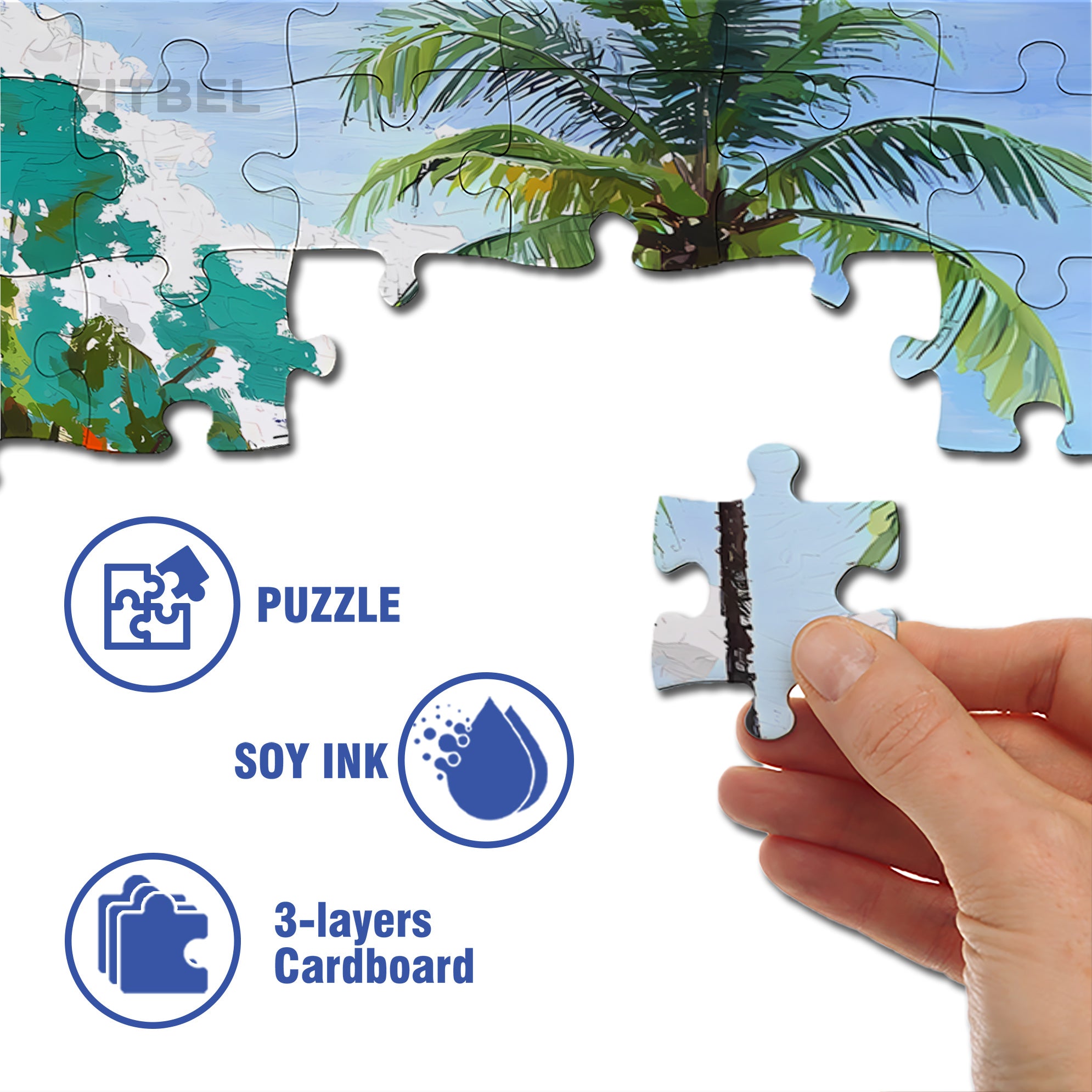 Coconut Trees 500pcs/1000pcs Jigsaw Puzzle, Scratch-Resistant, Interactive Family Game & Brain-Boosting DIY Decor, Perfect for Halloween, Christmas & New Year Gifts, Family Puzzle Game