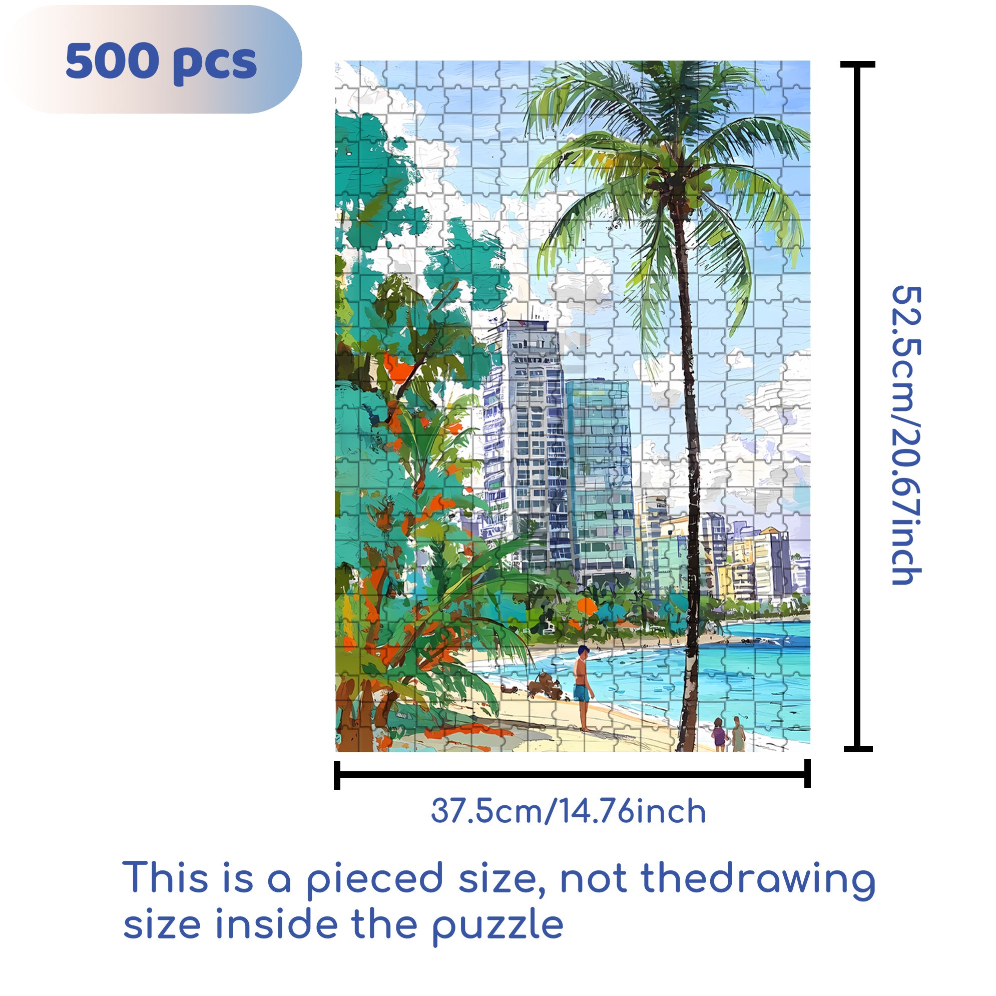 Coconut Trees 500pcs/1000pcs Jigsaw Puzzle, Scratch-Resistant, Interactive Family Game & Brain-Boosting DIY Decor, Perfect for Halloween, Christmas & New Year Gifts, Family Puzzle Game