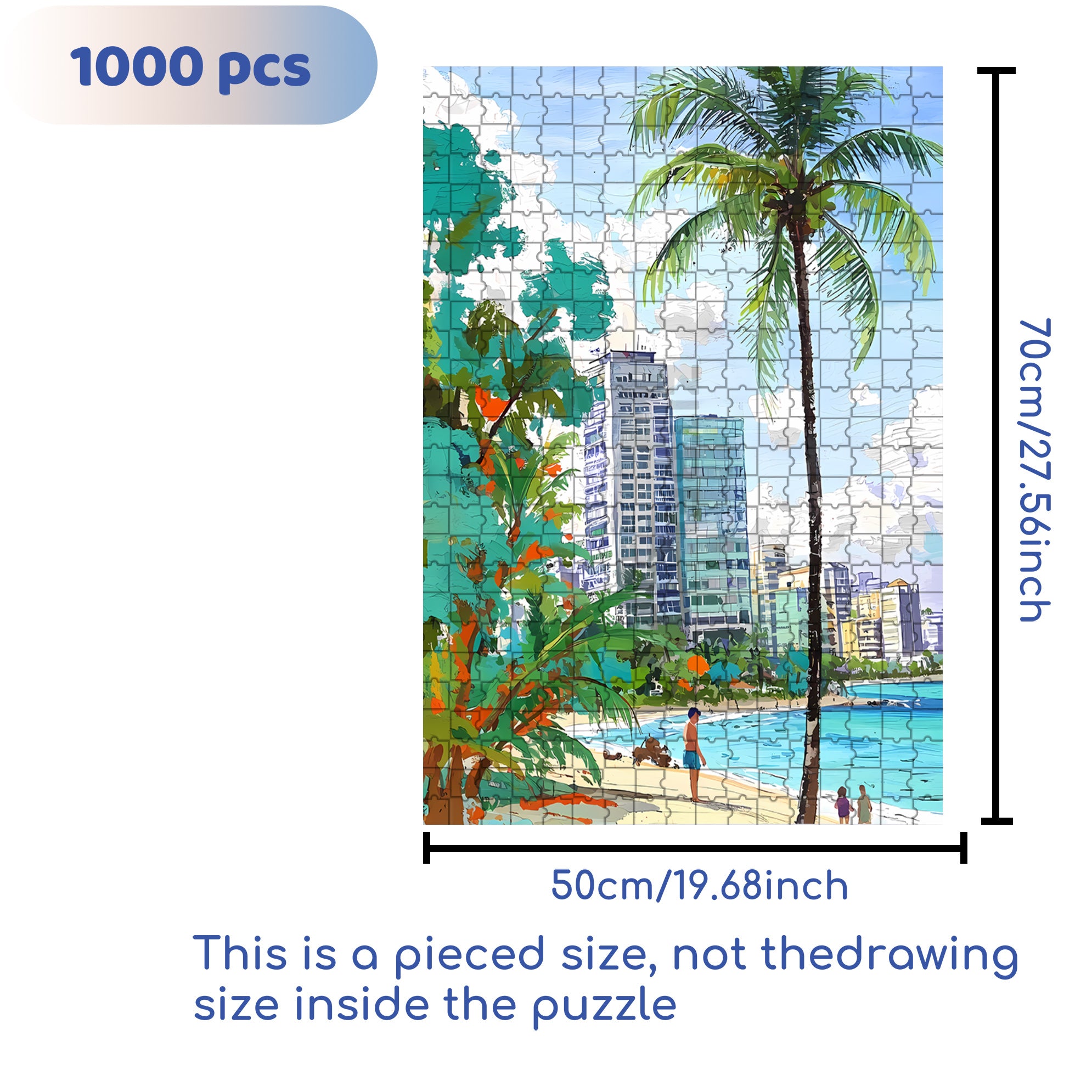 Coconut Trees 500pcs/1000pcs Jigsaw Puzzle, Scratch-Resistant, Interactive Family Game & Brain-Boosting DIY Decor, Perfect for Halloween, Christmas & New Year Gifts, Family Puzzle Game