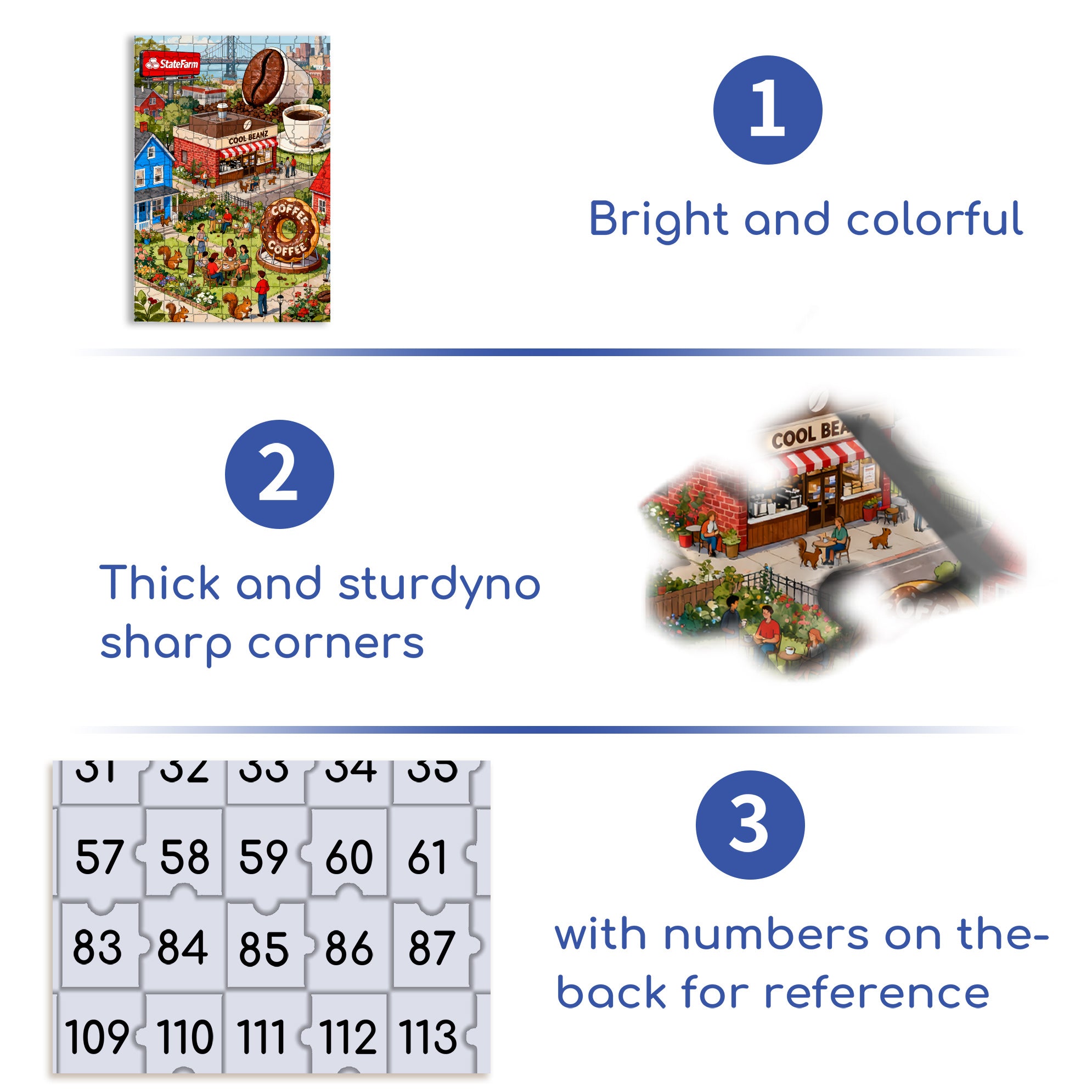 Coffee City 500pcs/1000pcs Jigsaw Puzzle, Scratch-Resistant, Interactive Family Game & Brain-Boosting DIY Decor, Perfect for Halloween, Christmas & New Year Gifts, Family Puzzle Game