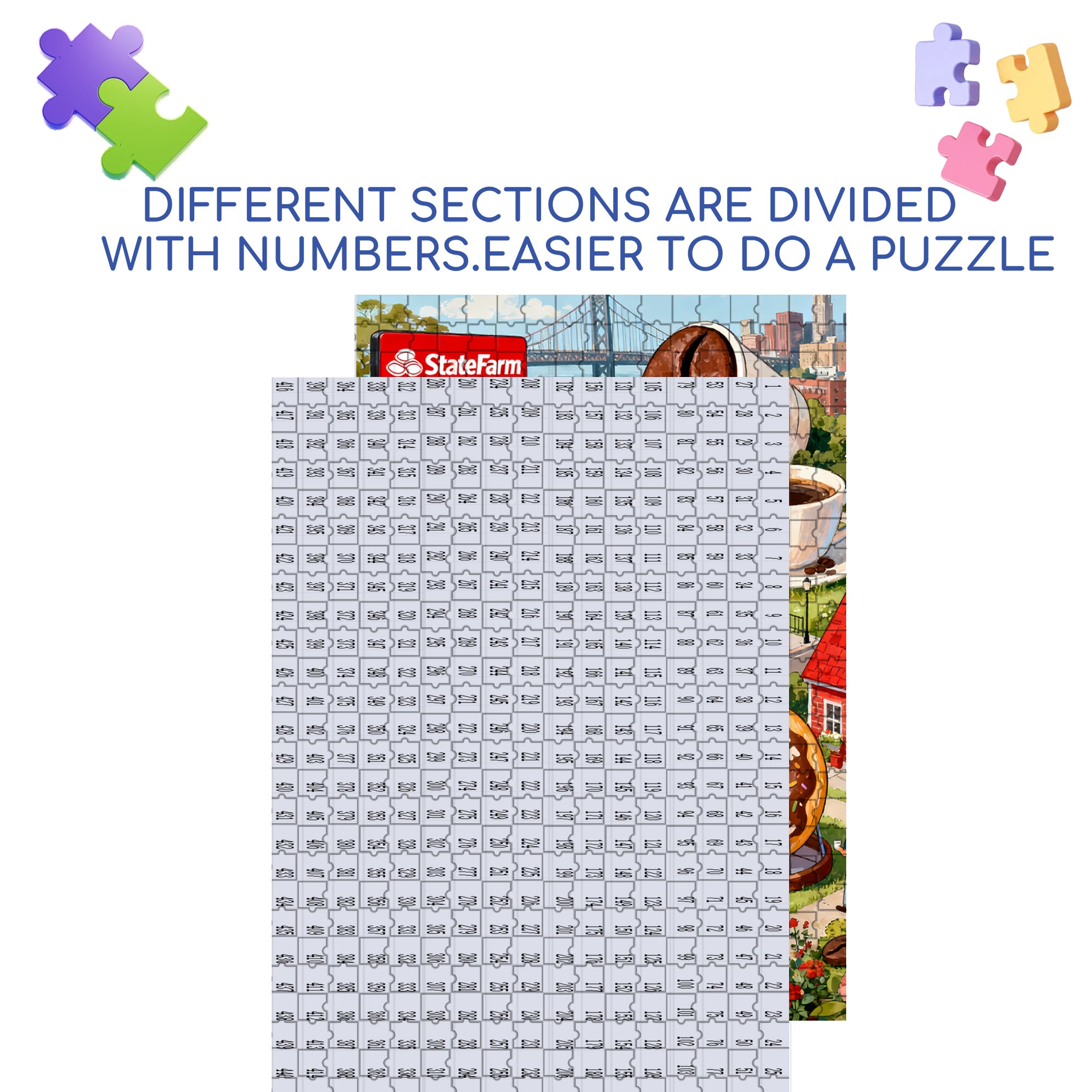 Coffee City 500pcs/1000pcs Jigsaw Puzzle, Scratch-Resistant, Interactive Family Game & Brain-Boosting DIY Decor, Perfect for Halloween, Christmas & New Year Gifts, Family Puzzle Game