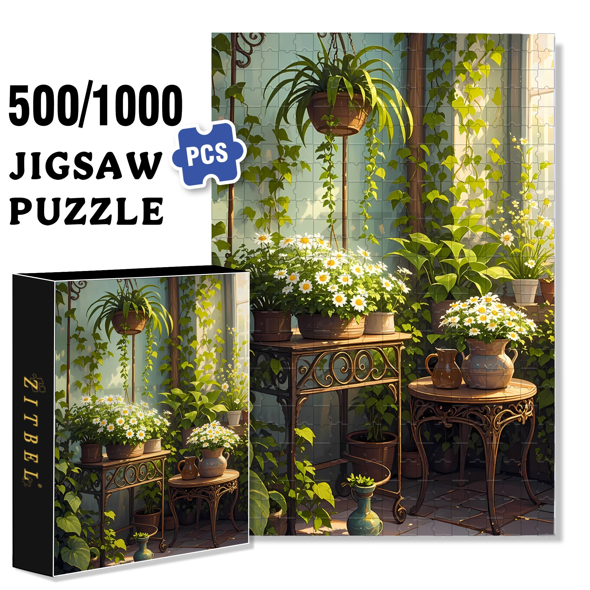 Daisy 500pcs/1000pcs Jigsaw Puzzle, Scratch-Resistant, Interactive Family Game & Brain-Boosting DIY Decor, Perfect for Halloween, Christmas & New Year Gifts, Family Puzzle Game