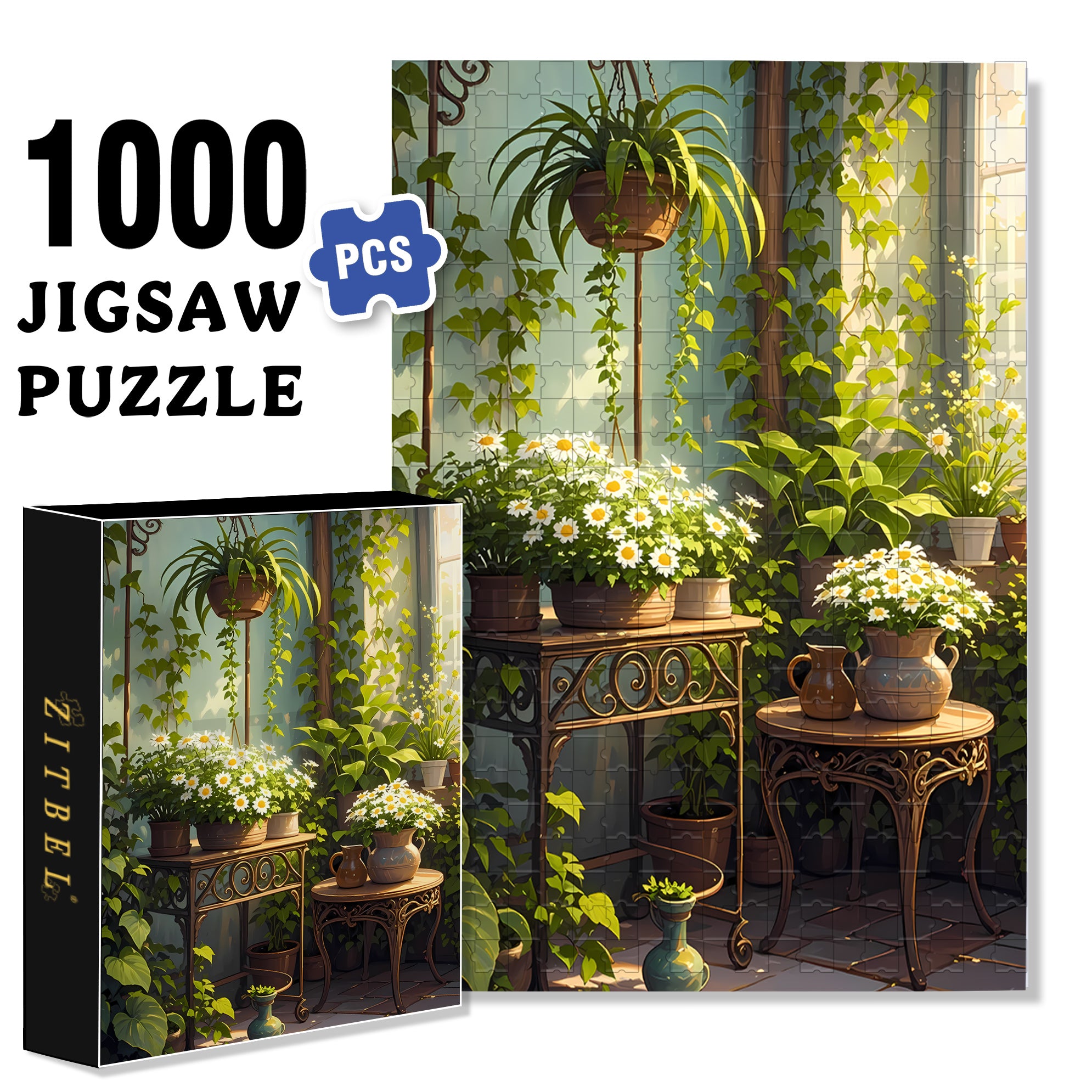 Daisy 500pcs/1000pcs Jigsaw Puzzle, Scratch-Resistant, Interactive Family Game & Brain-Boosting DIY Decor, Perfect for Halloween, Christmas & New Year Gifts, Family Puzzle Game