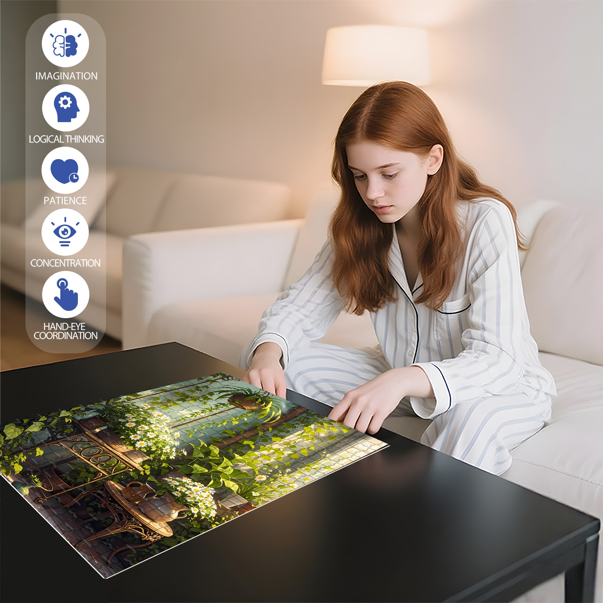 Daisy 500pcs/1000pcs Jigsaw Puzzle, Scratch-Resistant, Interactive Family Game & Brain-Boosting DIY Decor, Perfect for Halloween, Christmas & New Year Gifts, Family Puzzle Game