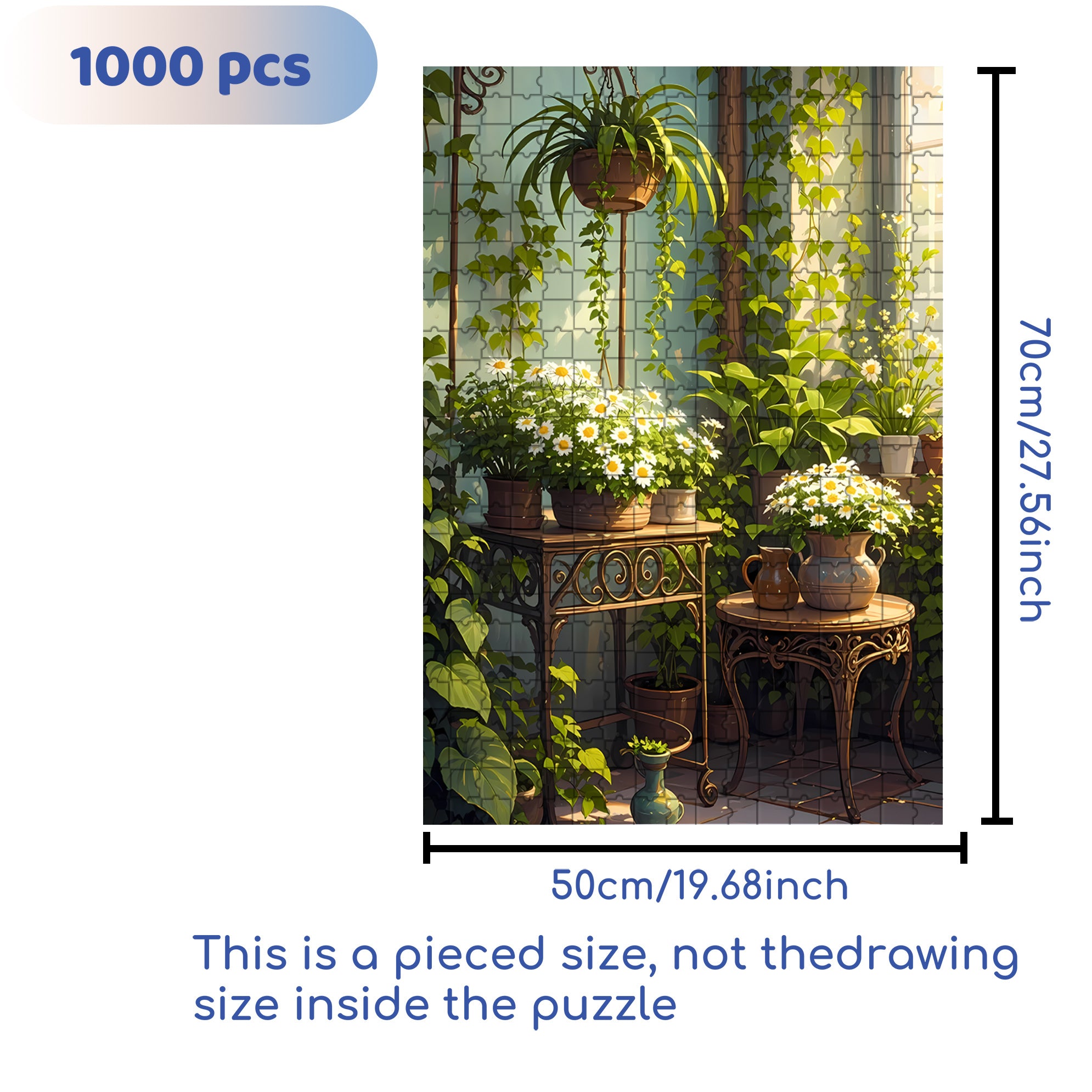 Daisy 500pcs/1000pcs Jigsaw Puzzle, Scratch-Resistant, Interactive Family Game & Brain-Boosting DIY Decor, Perfect for Halloween, Christmas & New Year Gifts, Family Puzzle Game