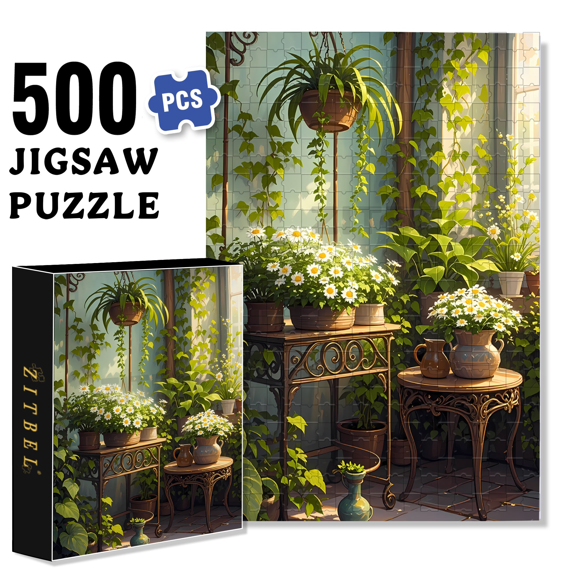 Daisy 500pcs/1000pcs Jigsaw Puzzle, Scratch-Resistant, Interactive Family Game & Brain-Boosting DIY Decor, Perfect for Halloween, Christmas & New Year Gifts, Family Puzzle Game