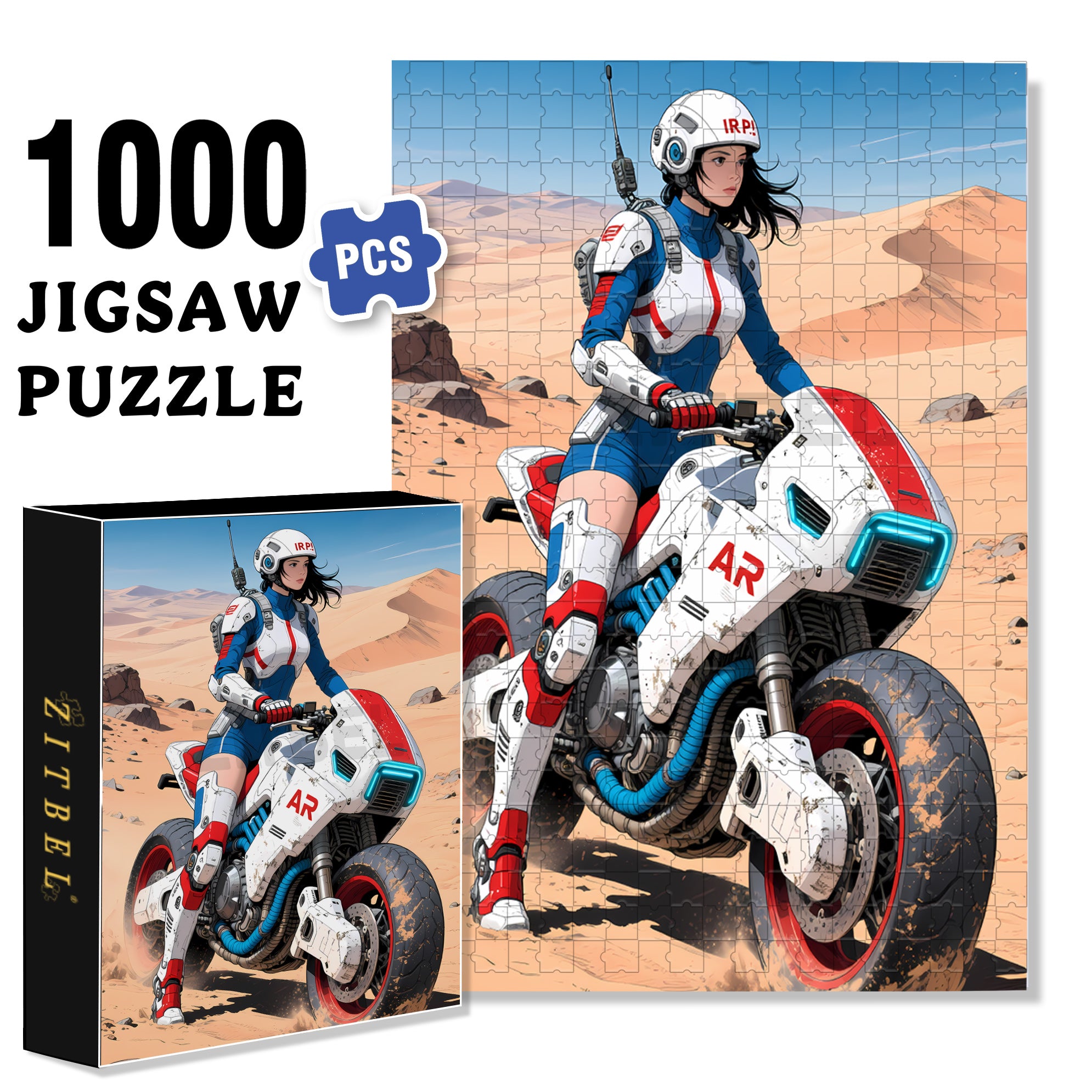 Desert Motorcycle 500pcs/1000pcs Jigsaw Puzzle, Scratch-Resistant, Interactive Family Game & Brain-Boosting DIY Decor, Perfect for Halloween, Christmas & New Year Gifts, Family Puzzle Game
