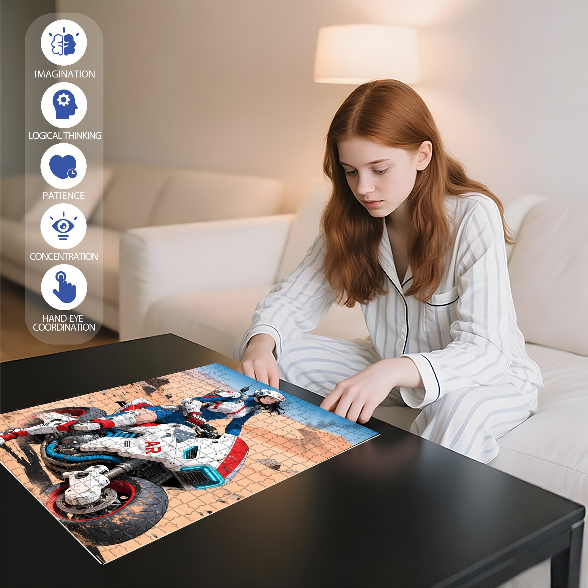 Desert Motorcycle 500pcs/1000pcs Jigsaw Puzzle, Scratch-Resistant, Interactive Family Game & Brain-Boosting DIY Decor, Perfect for Halloween, Christmas & New Year Gifts, Family Puzzle Game