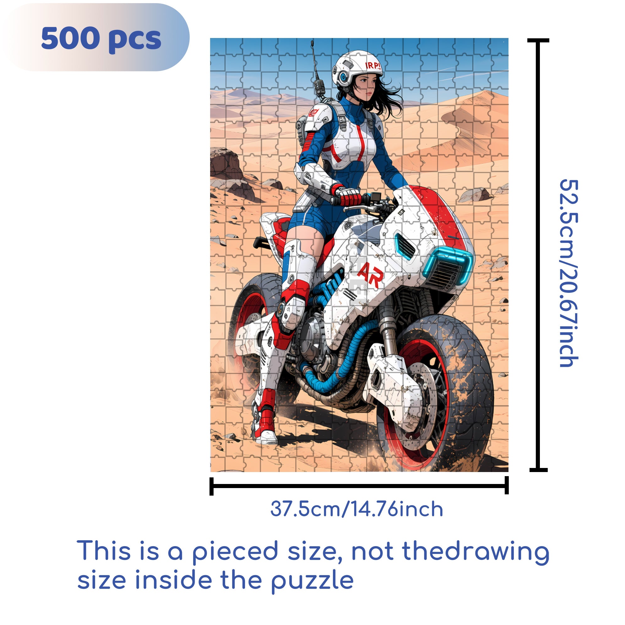 Desert Motorcycle 500pcs/1000pcs Jigsaw Puzzle, Scratch-Resistant, Interactive Family Game & Brain-Boosting DIY Decor, Perfect for Halloween, Christmas & New Year Gifts, Family Puzzle Game