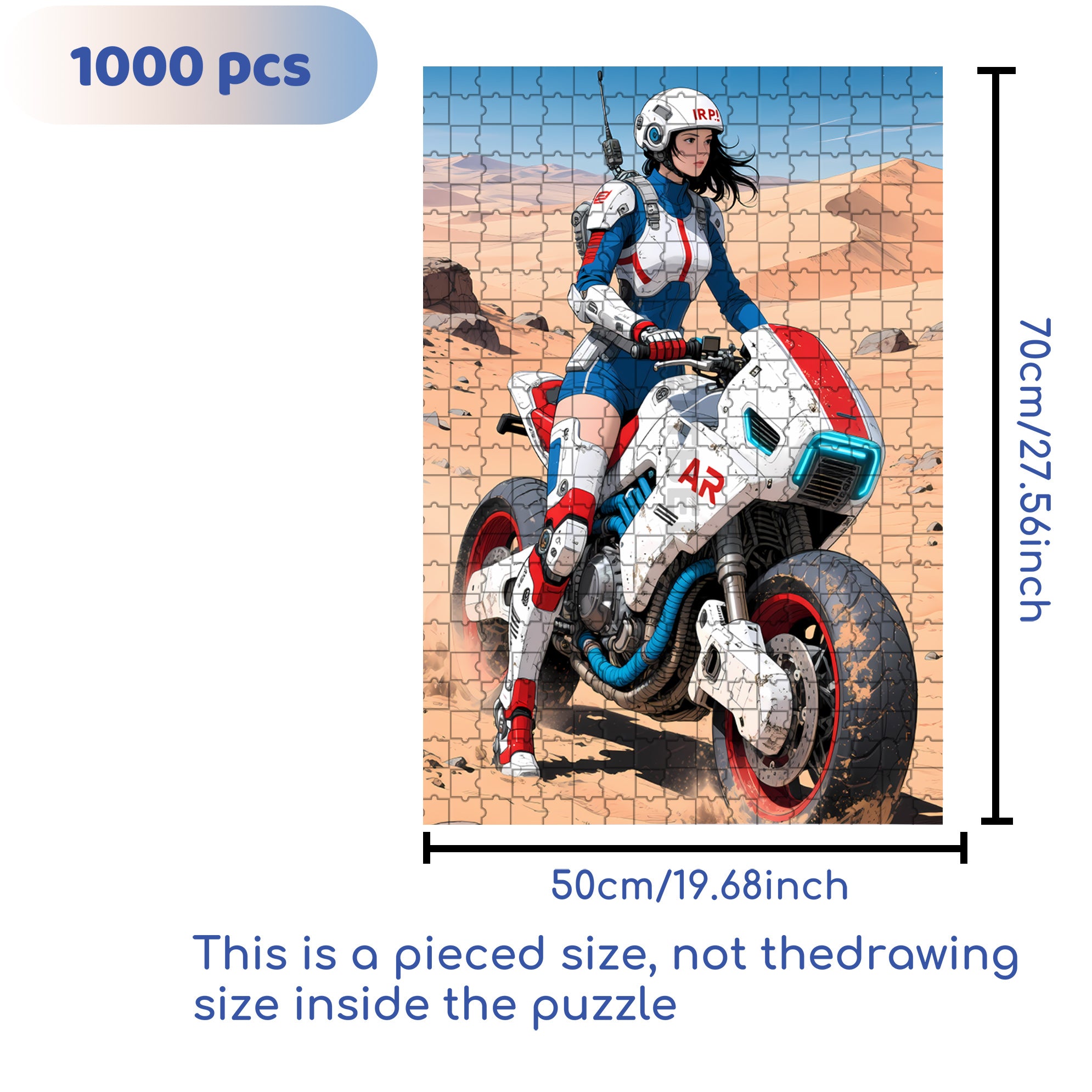 Desert Motorcycle 500pcs/1000pcs Jigsaw Puzzle, Scratch-Resistant, Interactive Family Game & Brain-Boosting DIY Decor, Perfect for Halloween, Christmas & New Year Gifts, Family Puzzle Game