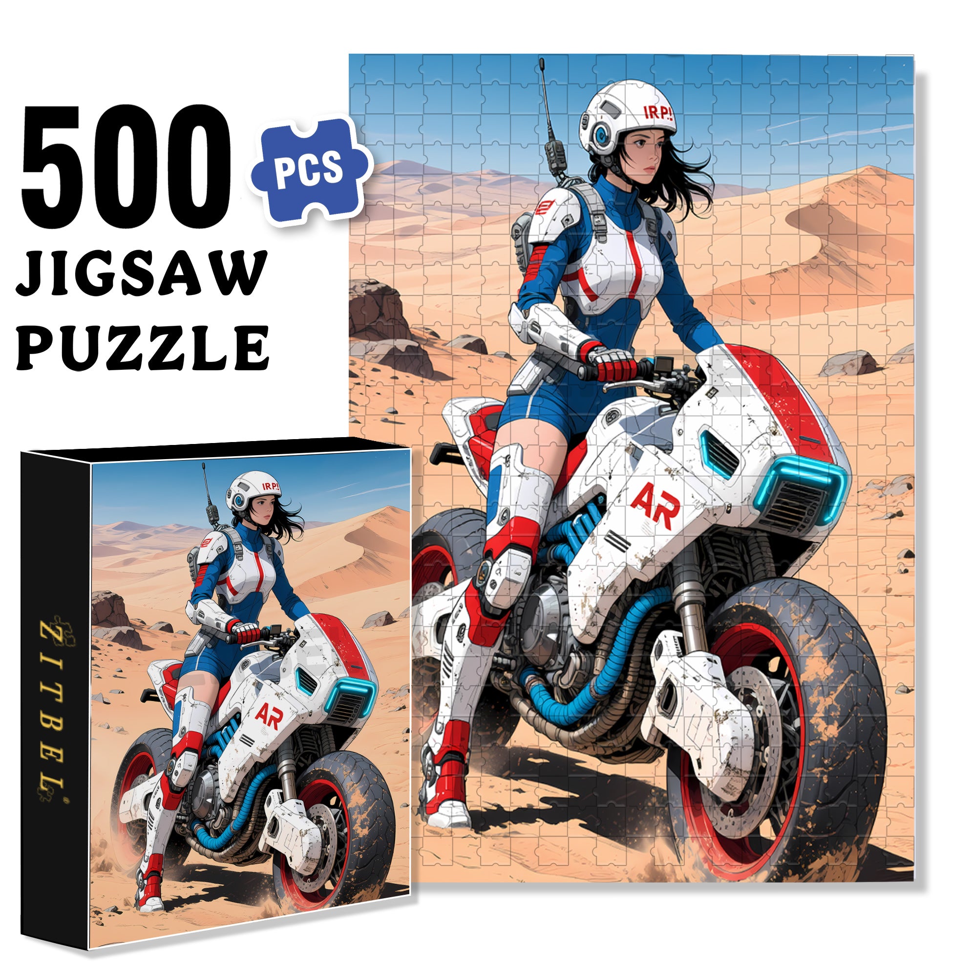 Desert Motorcycle 500pcs/1000pcs Jigsaw Puzzle, Scratch-Resistant, Interactive Family Game & Brain-Boosting DIY Decor, Perfect for Halloween, Christmas & New Year Gifts, Family Puzzle Game