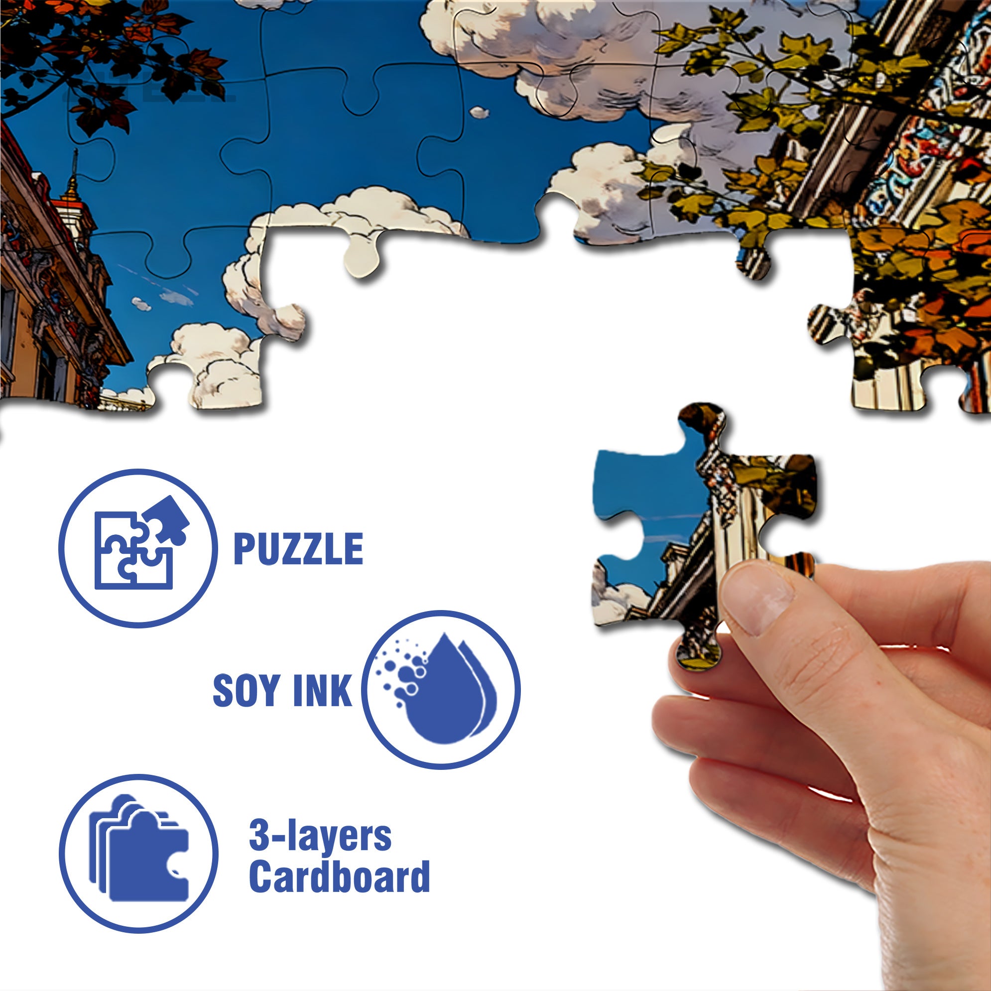 European Streets 500pcs/1000pcs Jigsaw Puzzle, Scratch-Resistant, Interactive Family Game & Brain-Boosting DIY Decor, Perfect for Halloween, Christmas & New Year Gifts, Family Puzzle Game