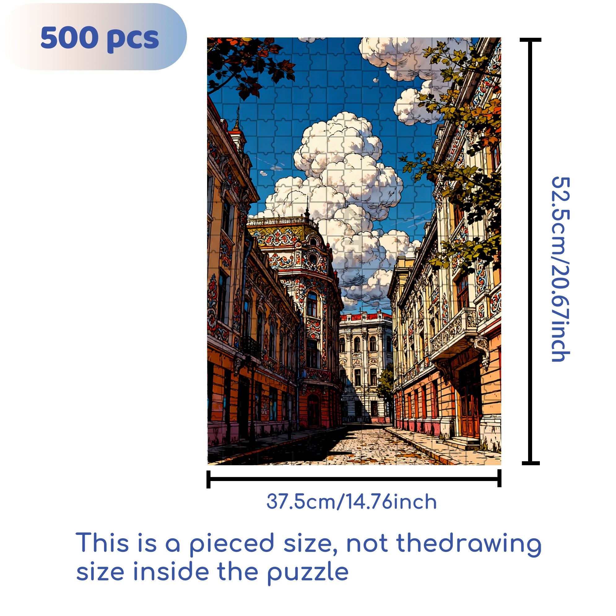 European Streets 500pcs/1000pcs Jigsaw Puzzle, Scratch-Resistant, Interactive Family Game & Brain-Boosting DIY Decor, Perfect for Halloween, Christmas & New Year Gifts, Family Puzzle Game