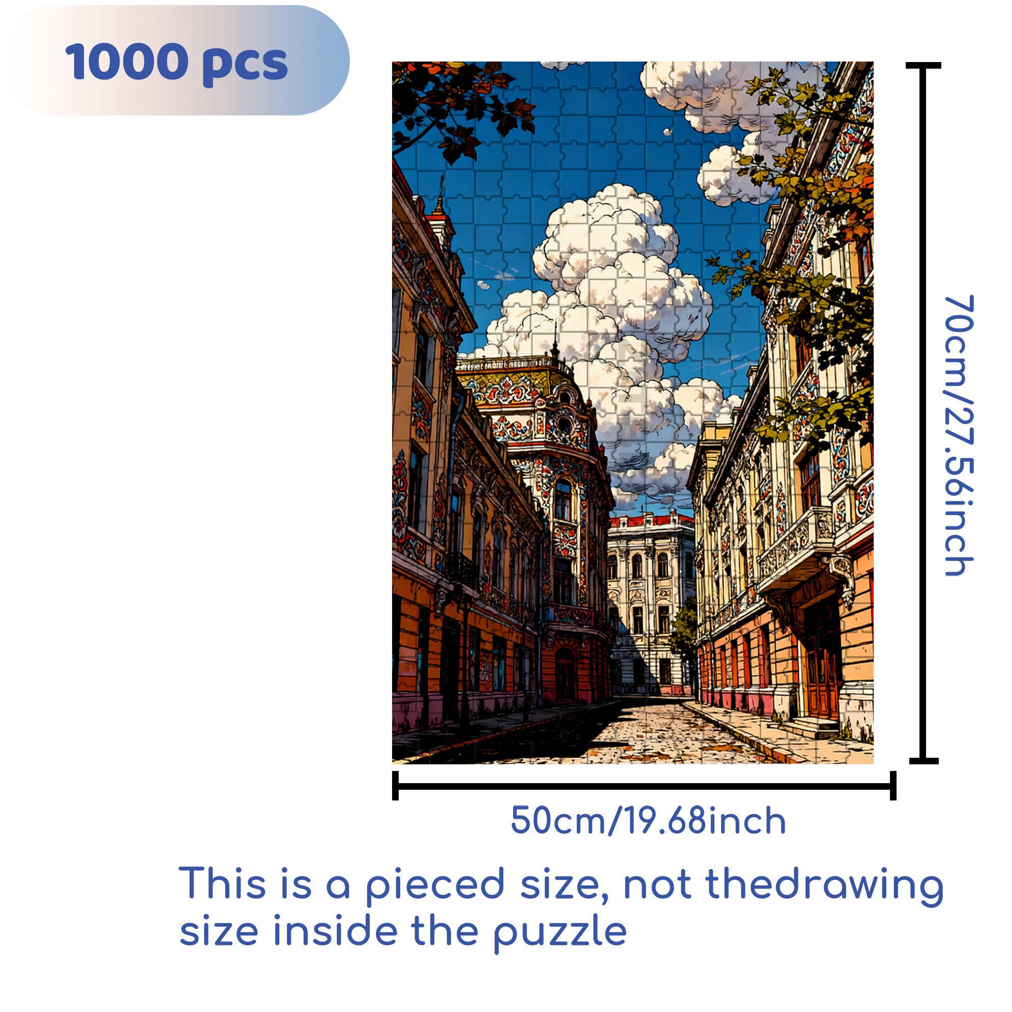 European Streets 500pcs/1000pcs Jigsaw Puzzle, Scratch-Resistant, Interactive Family Game & Brain-Boosting DIY Decor, Perfect for Halloween, Christmas & New Year Gifts, Family Puzzle Game