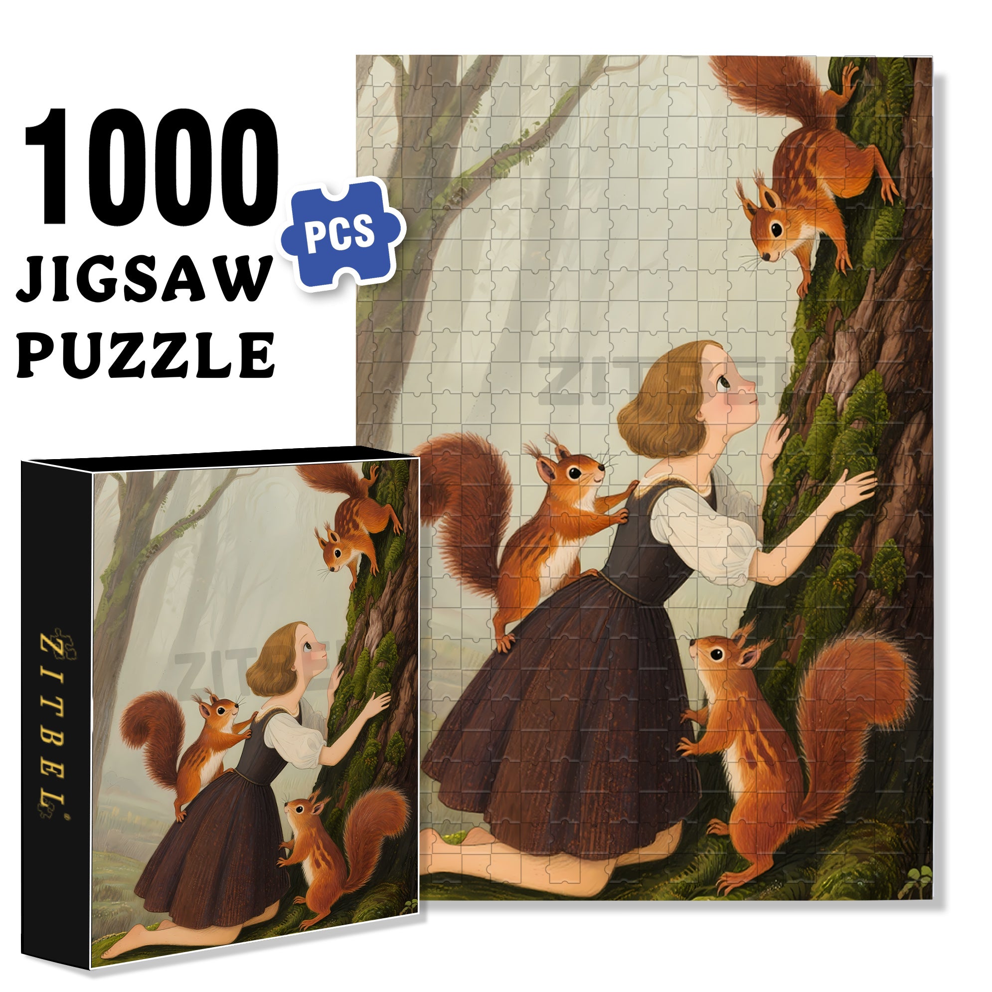 Fairytale Forest 500pcs/1000pcs Jigsaw Puzzle, Scratch-Resistant, Interactive Family Game & Brain-Boosting DIY Decor, Perfect for Halloween, Christmas & New Year Gifts, Family Puzzle Game