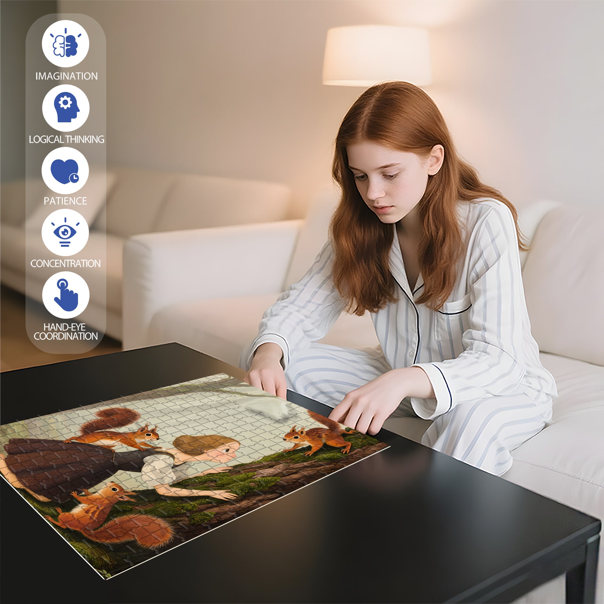 Fairytale Forest 500pcs/1000pcs Jigsaw Puzzle, Scratch-Resistant, Interactive Family Game & Brain-Boosting DIY Decor, Perfect for Halloween, Christmas & New Year Gifts, Family Puzzle Game