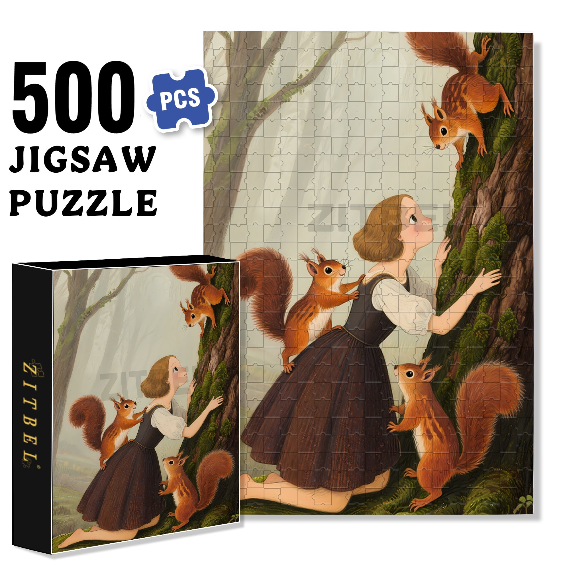 Fairytale Forest 500pcs/1000pcs Jigsaw Puzzle, Scratch-Resistant, Interactive Family Game & Brain-Boosting DIY Decor, Perfect for Halloween, Christmas & New Year Gifts, Family Puzzle Game