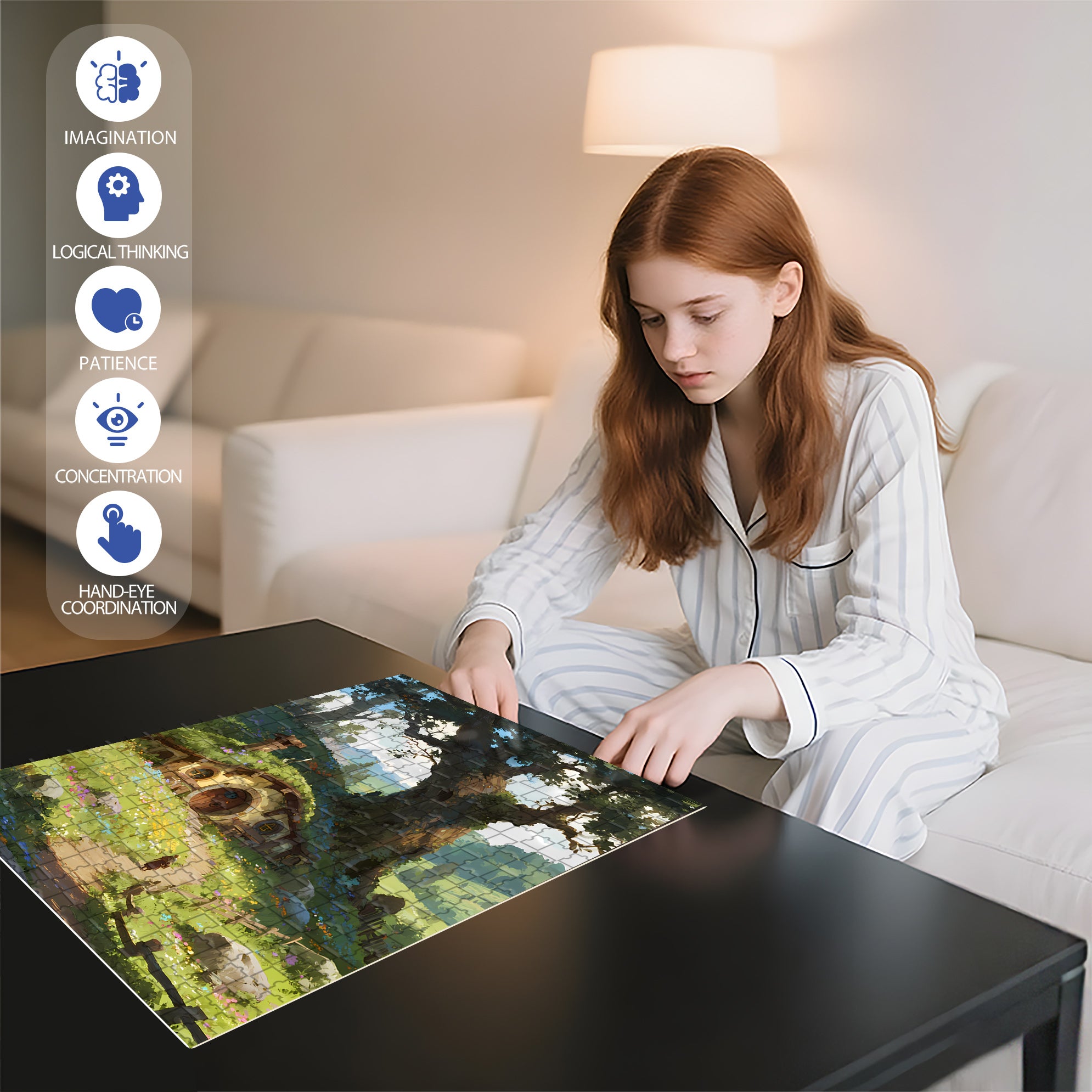 Fantasy Forest 500pcs/1000pcs Jigsaw Puzzle, Scratch-Resistant, Interactive Family Game & Brain-Boosting DIY Decor, Perfect for Halloween, Christmas & New Year Gifts, Family Puzzle Game