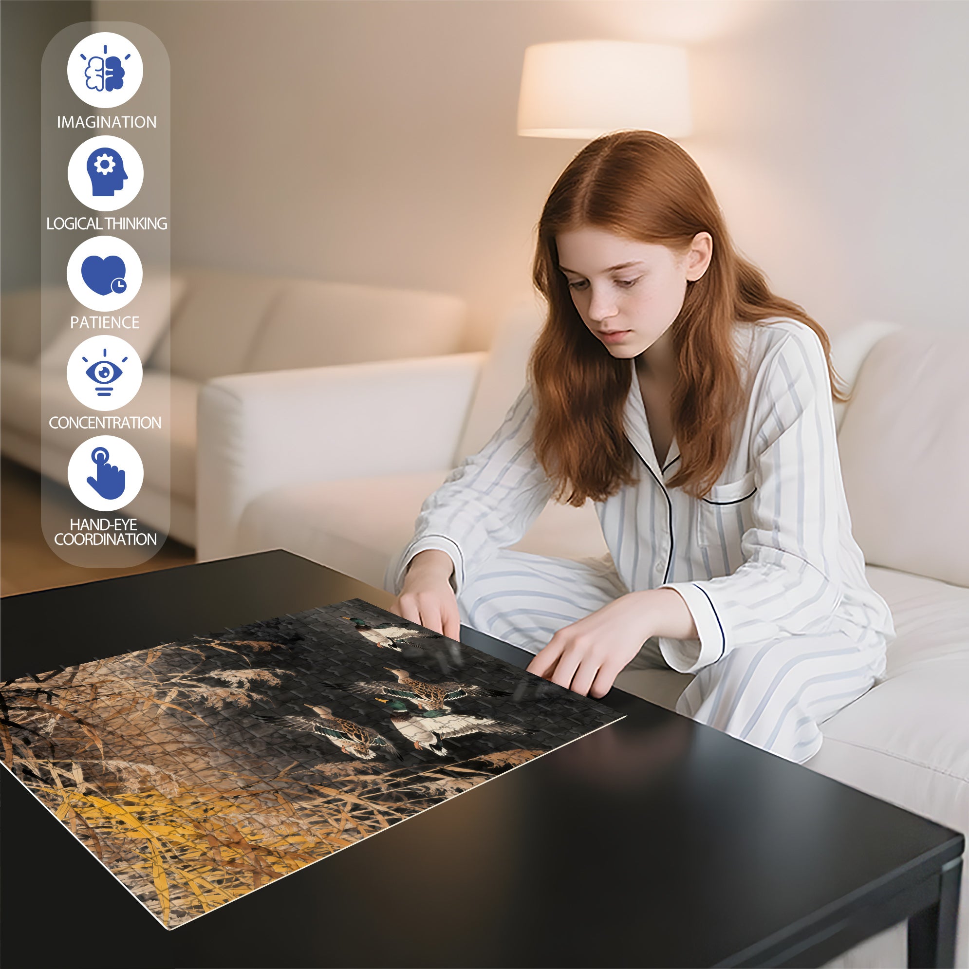 Flying Ducks 500pcs/1000pcs Jigsaw Puzzle, Scratch-Resistant, Interactive Family Game & Brain-Boosting DIY Decor, Perfect for Halloween, Christmas & New Year Gifts, Family Puzzle Game
