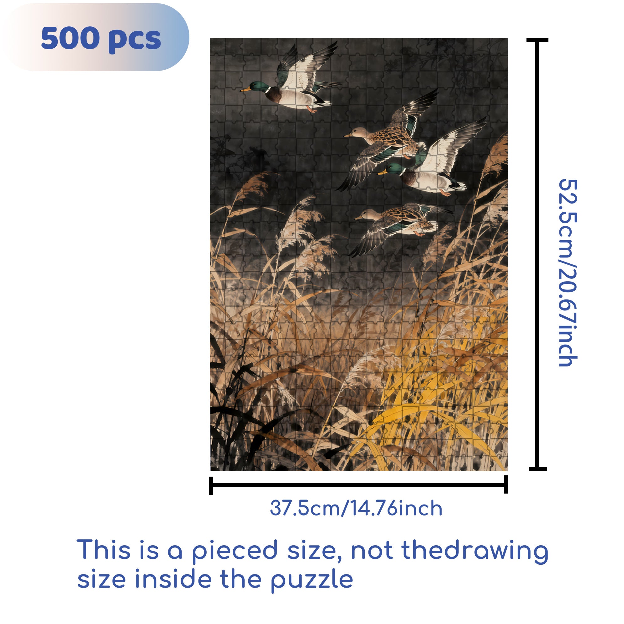 Flying Ducks 500pcs/1000pcs Jigsaw Puzzle, Scratch-Resistant, Interactive Family Game & Brain-Boosting DIY Decor, Perfect for Halloween, Christmas & New Year Gifts, Family Puzzle Game