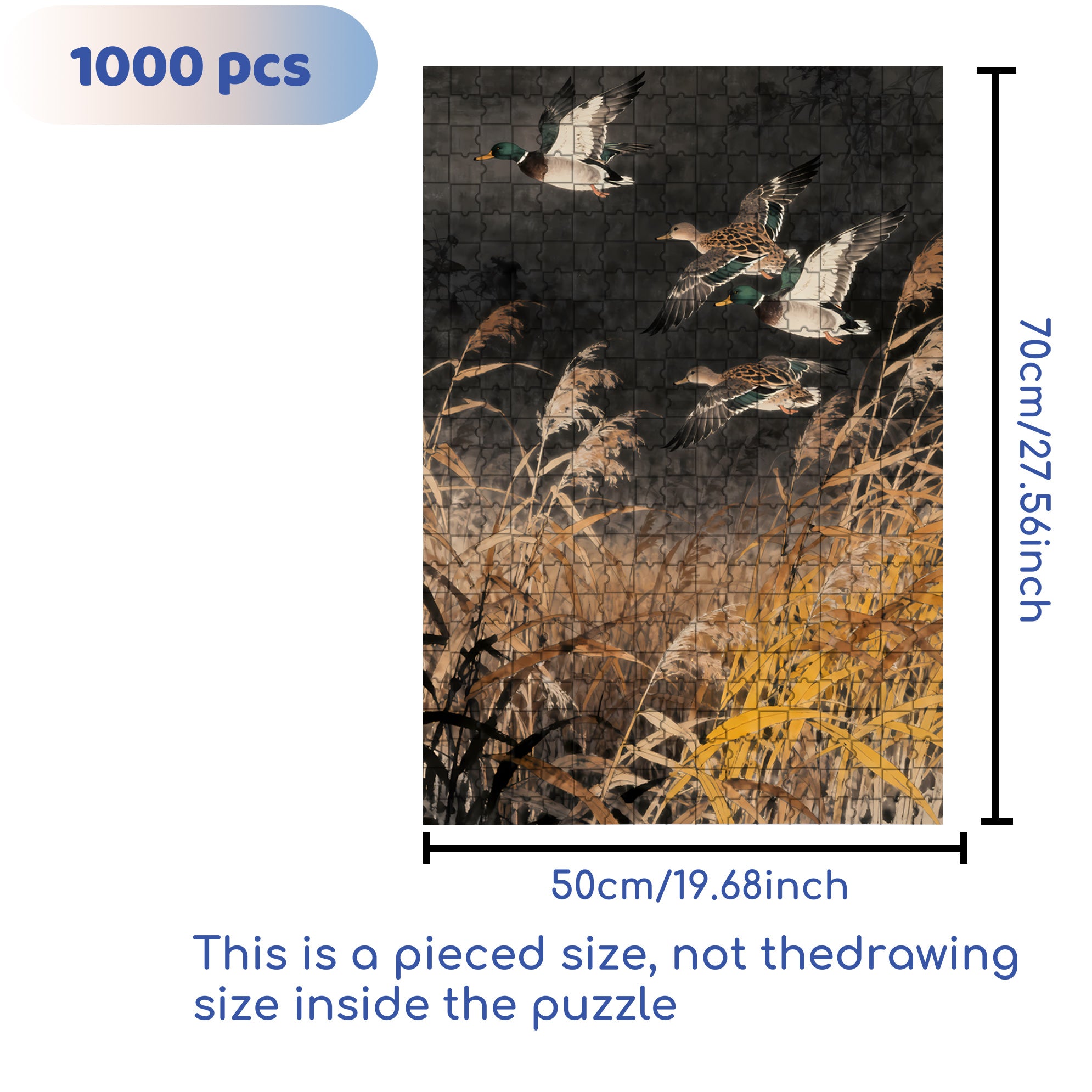 Flying Ducks 500pcs/1000pcs Jigsaw Puzzle, Scratch-Resistant, Interactive Family Game & Brain-Boosting DIY Decor, Perfect for Halloween, Christmas & New Year Gifts, Family Puzzle Game