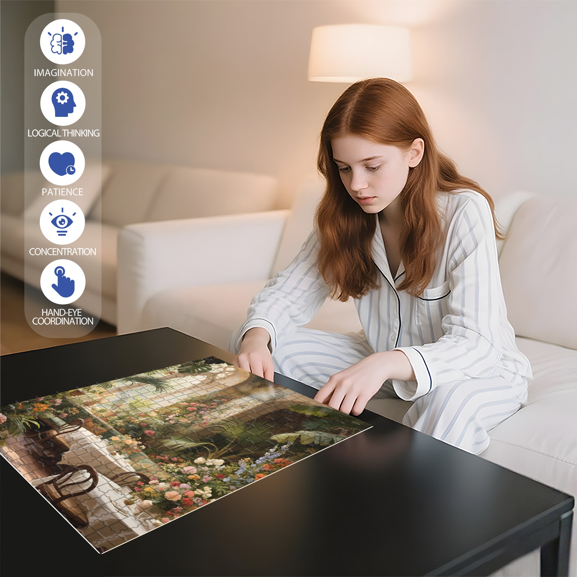 Garden Restaurant 500pcs/1000pcs Jigsaw Puzzle, Scratch-Resistant, Interactive Family Game & Brain-Boosting DIY Decor, Perfect for Halloween, Christmas & New Year Gifts, Family Puzzle Game