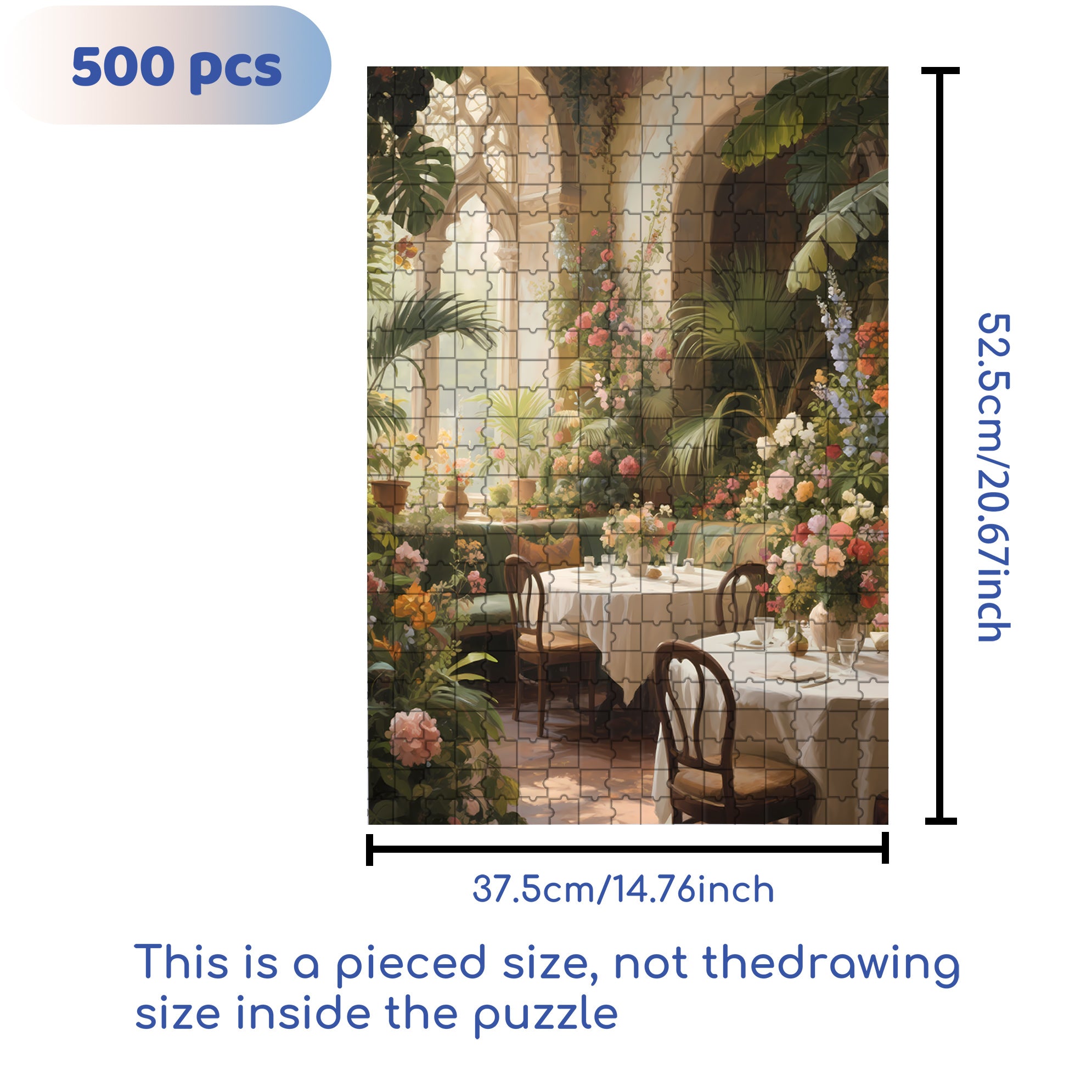 Garden Restaurant 500pcs/1000pcs Jigsaw Puzzle, Scratch-Resistant, Interactive Family Game & Brain-Boosting DIY Decor, Perfect for Halloween, Christmas & New Year Gifts, Family Puzzle Game