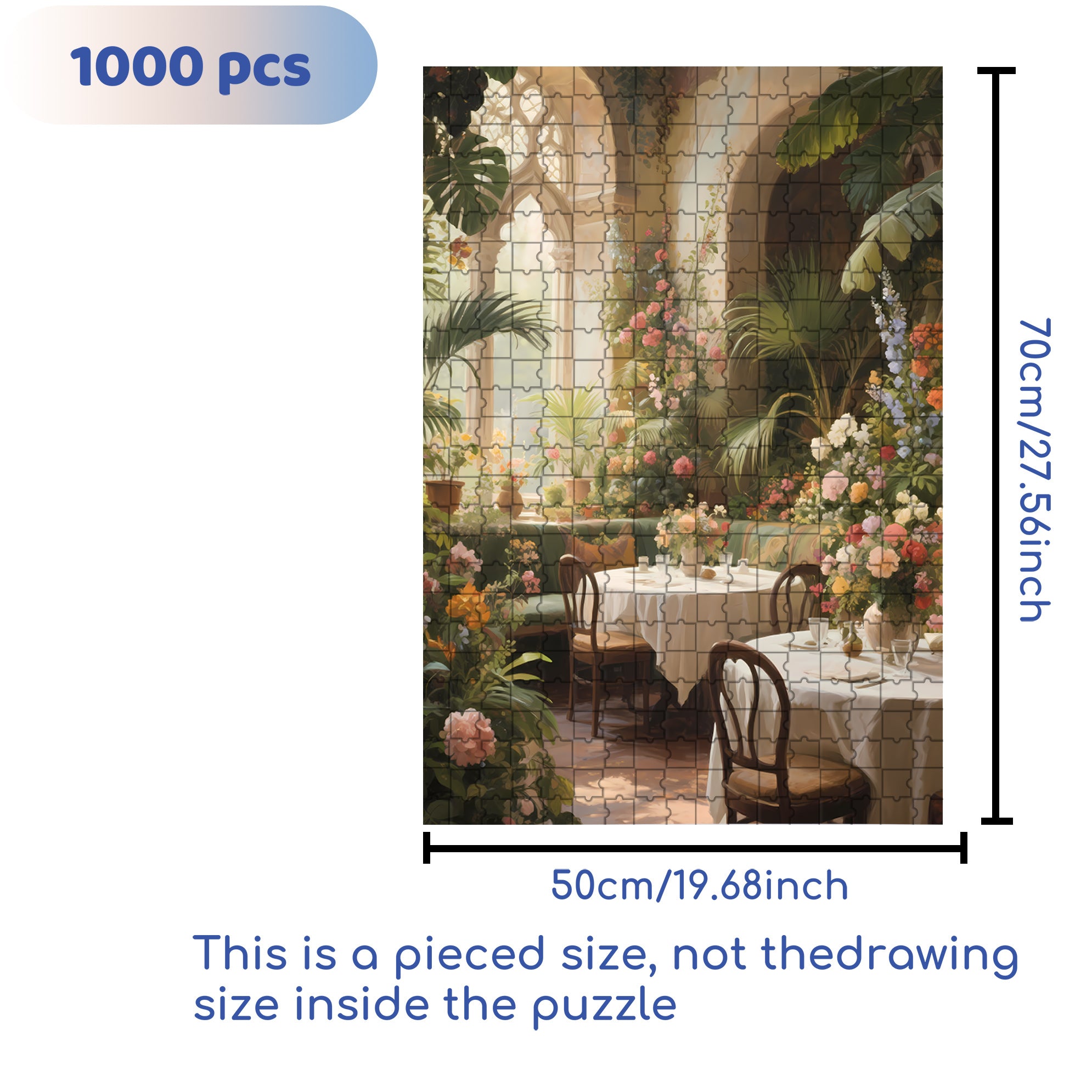 Garden Restaurant 500pcs/1000pcs Jigsaw Puzzle, Scratch-Resistant, Interactive Family Game & Brain-Boosting DIY Decor, Perfect for Halloween, Christmas & New Year Gifts, Family Puzzle Game