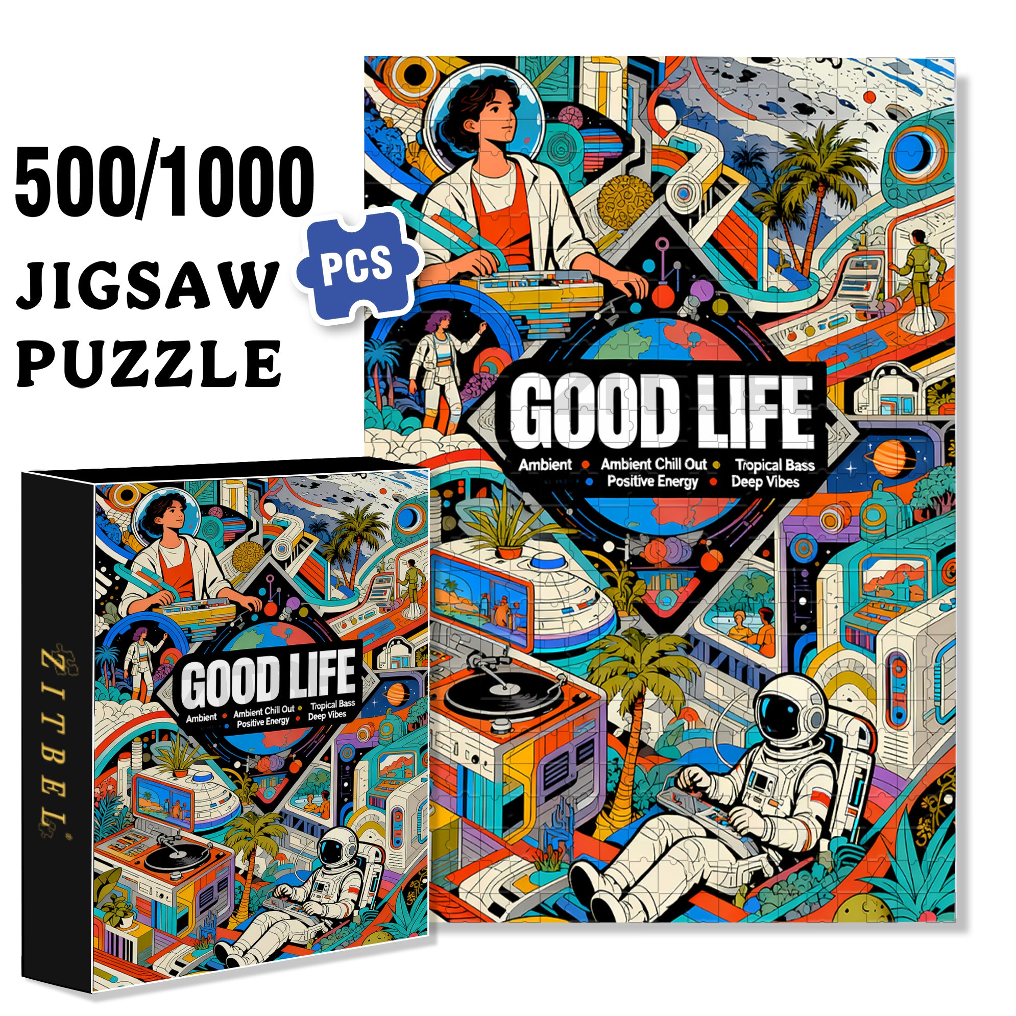 Good Life 500pcs/1000pcs Jigsaw Puzzle, Scratch-Resistant, Interactive Family Game & Brain-Boosting DIY Decor, Perfect for Halloween, Christmas & New Year Gifts, Family Puzzle Game