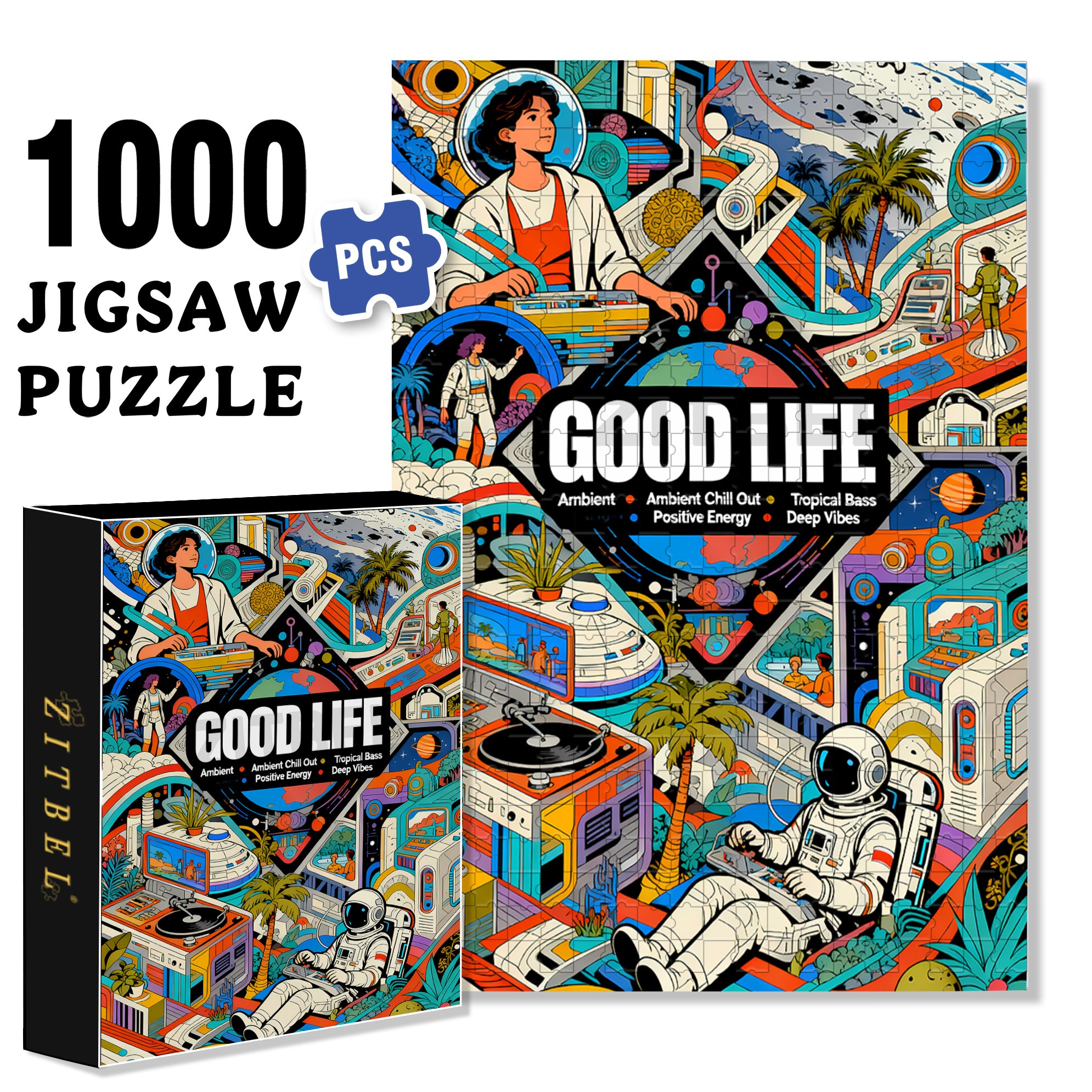 Good Life 500pcs/1000pcs Jigsaw Puzzle, Scratch-Resistant, Interactive Family Game & Brain-Boosting DIY Decor, Perfect for Halloween, Christmas & New Year Gifts, Family Puzzle Game