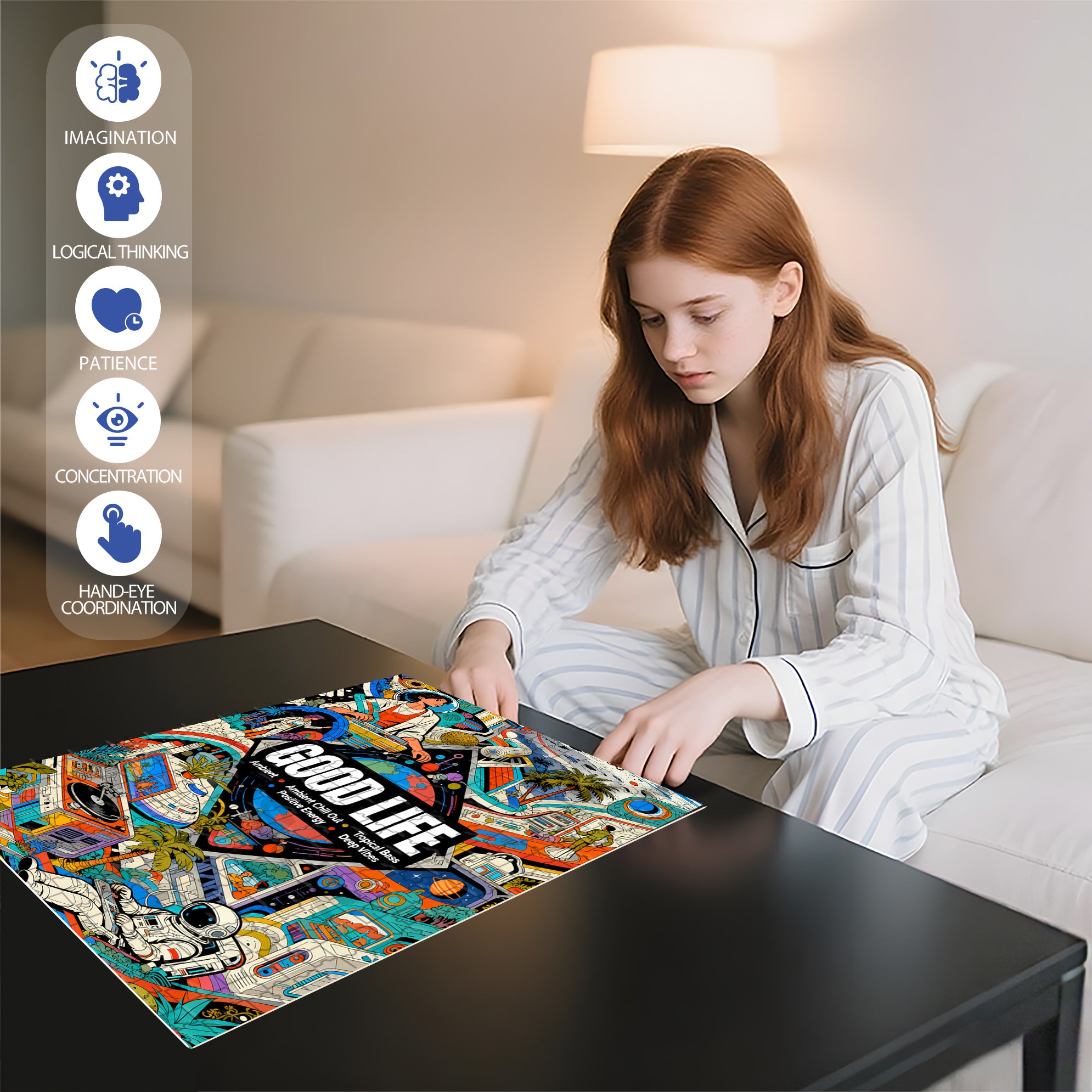 Good Life 500pcs/1000pcs Jigsaw Puzzle, Scratch-Resistant, Interactive Family Game & Brain-Boosting DIY Decor, Perfect for Halloween, Christmas & New Year Gifts, Family Puzzle Game