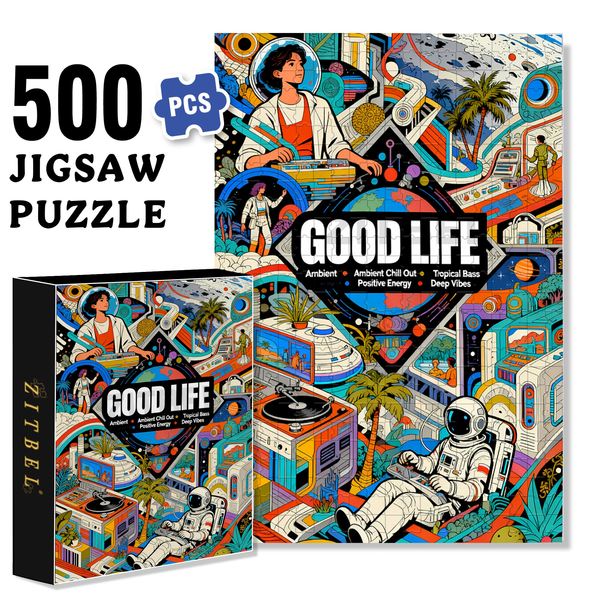 Good Life 500pcs/1000pcs Jigsaw Puzzle, Scratch-Resistant, Interactive Family Game & Brain-Boosting DIY Decor, Perfect for Halloween, Christmas & New Year Gifts, Family Puzzle Game