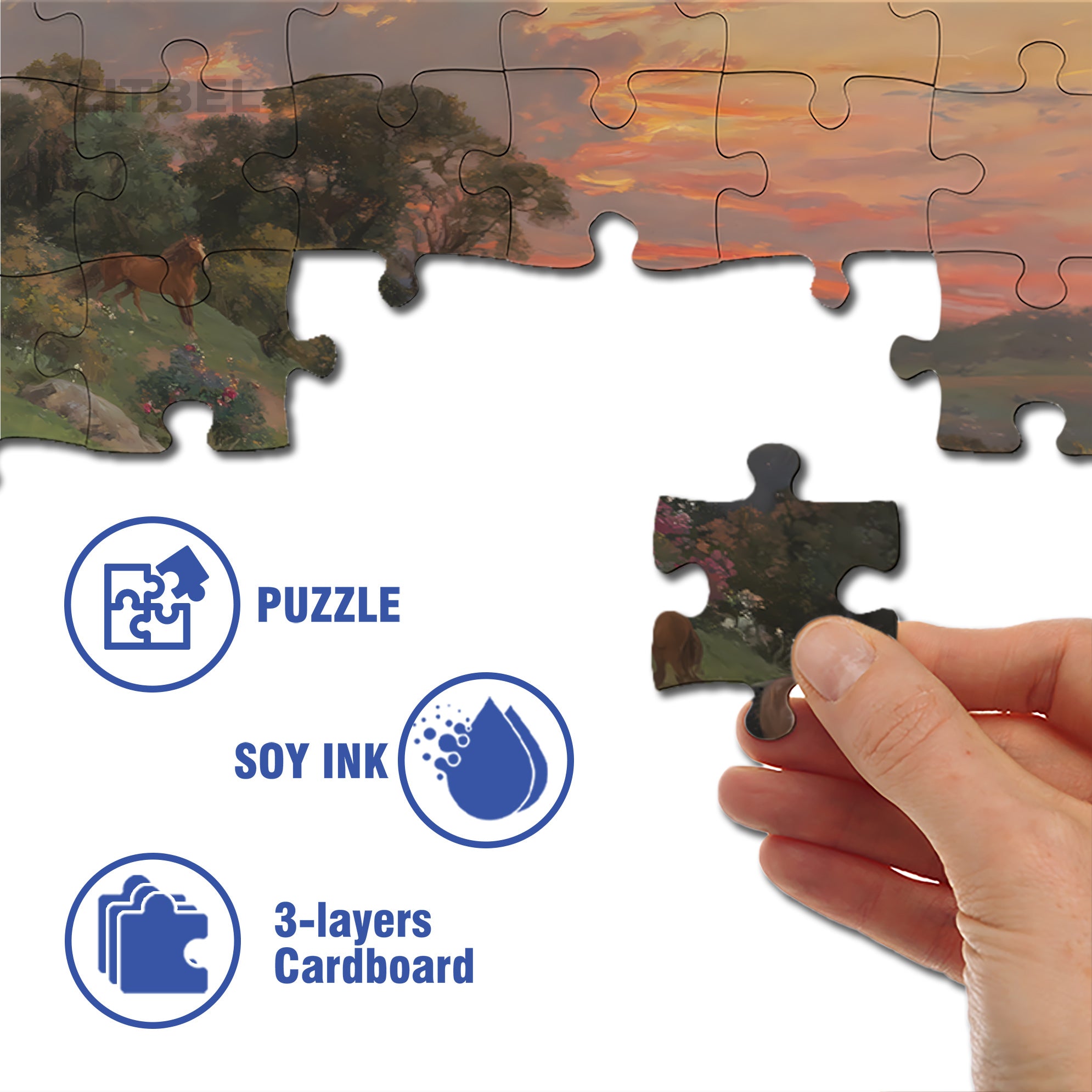 Horses 500pcs/1000pcs Jigsaw Puzzle, Scratch-Resistant, Interactive Family Game & Brain-Boosting DIY Decor, Perfect for Halloween, Christmas & New Year Gifts, Family Puzzle Game