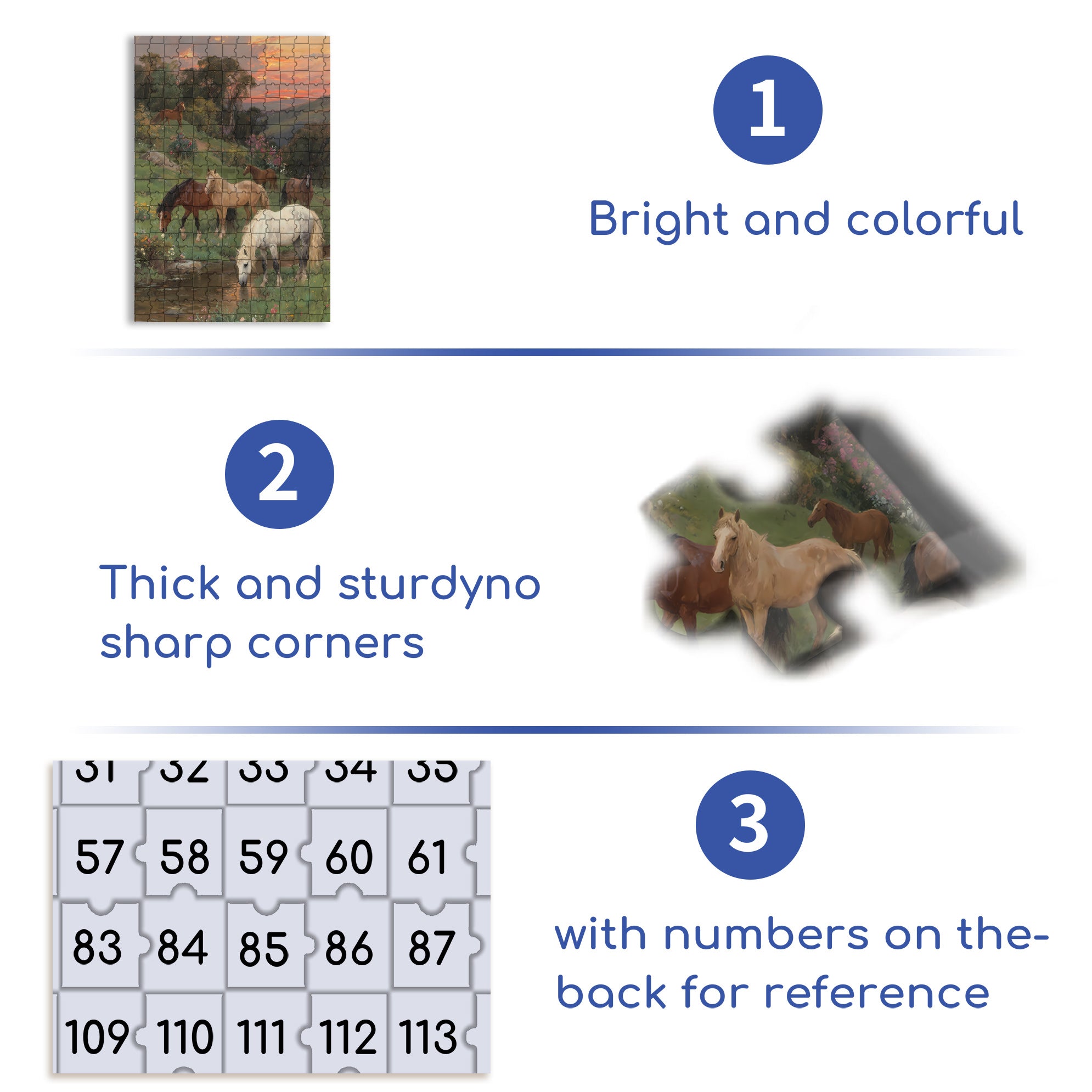 Horses 500pcs/1000pcs Jigsaw Puzzle, Scratch-Resistant, Interactive Family Game & Brain-Boosting DIY Decor, Perfect for Halloween, Christmas & New Year Gifts, Family Puzzle Game