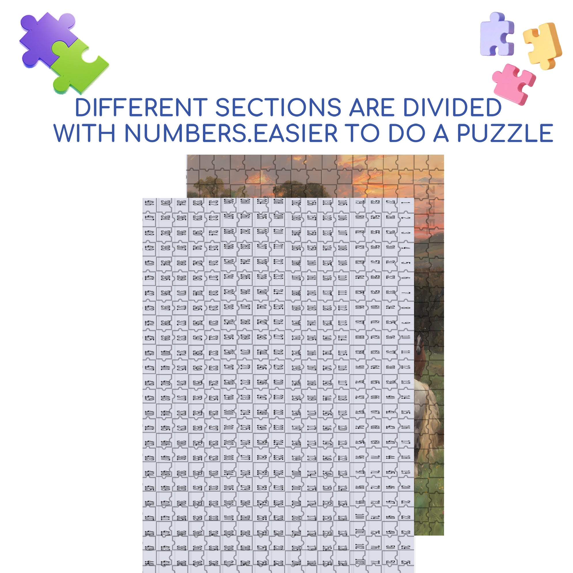 Horses 500pcs/1000pcs Jigsaw Puzzle, Scratch-Resistant, Interactive Family Game & Brain-Boosting DIY Decor, Perfect for Halloween, Christmas & New Year Gifts, Family Puzzle Game