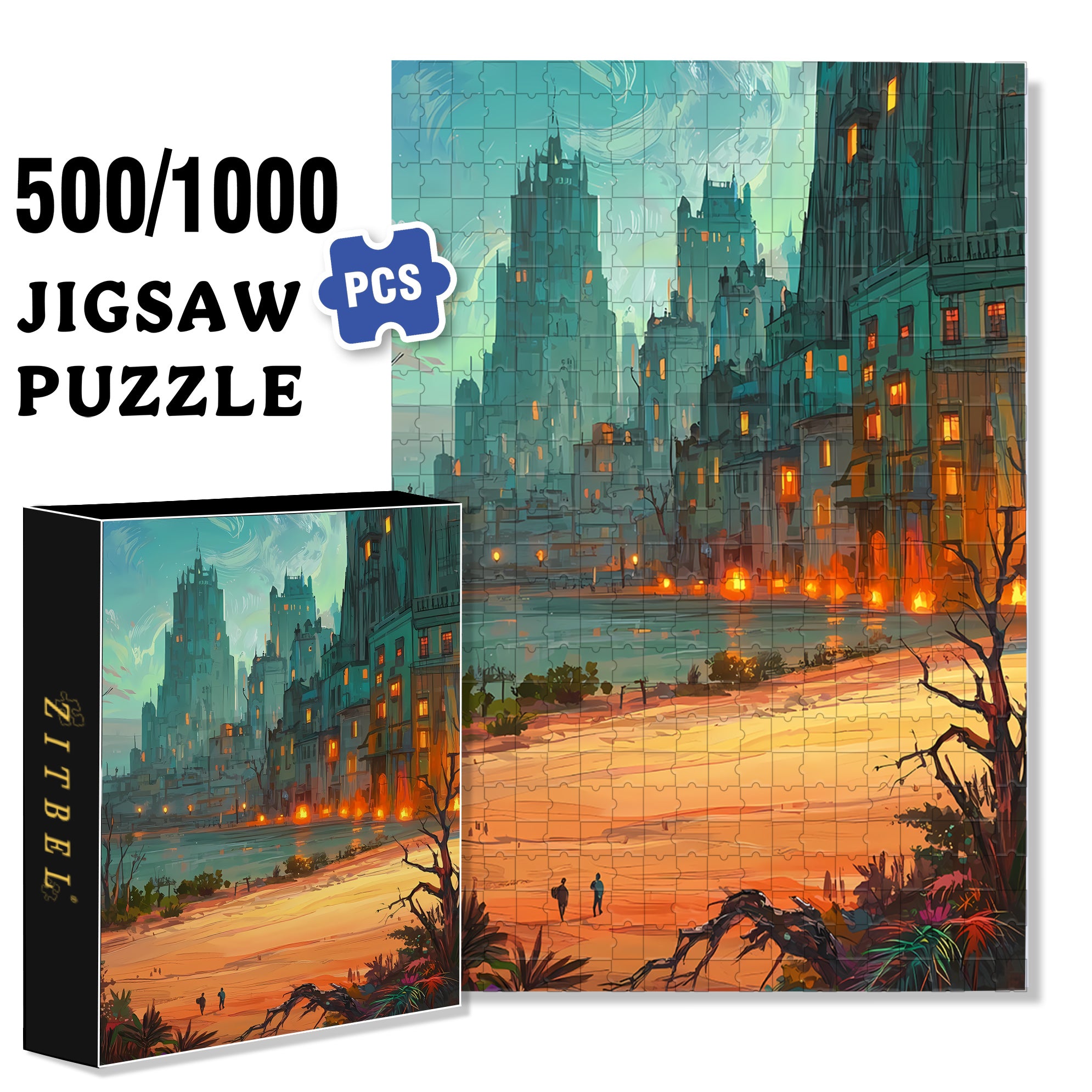 In The Evening 500pcs/1000pcs Jigsaw Puzzle, Scratch-Resistant, Interactive Family Game & Brain-Boosting DIY Decor, Perfect for Halloween, Christmas & New Year Gifts, Family Puzzle Game
